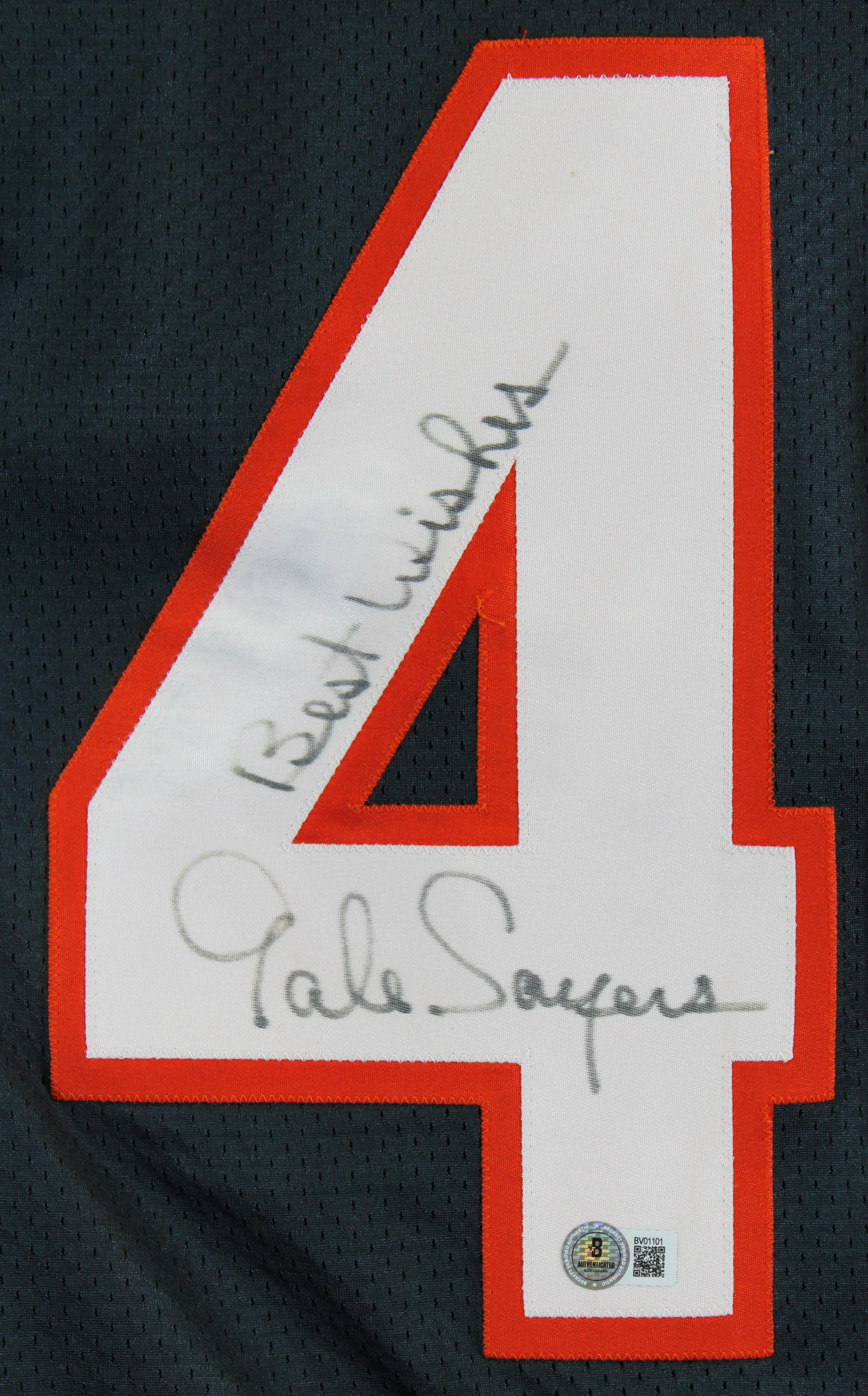 Bears Gale Sayers "Best Wishes" Signed Navy Blue Champion Jersey BAS #BV01101 - Image 2