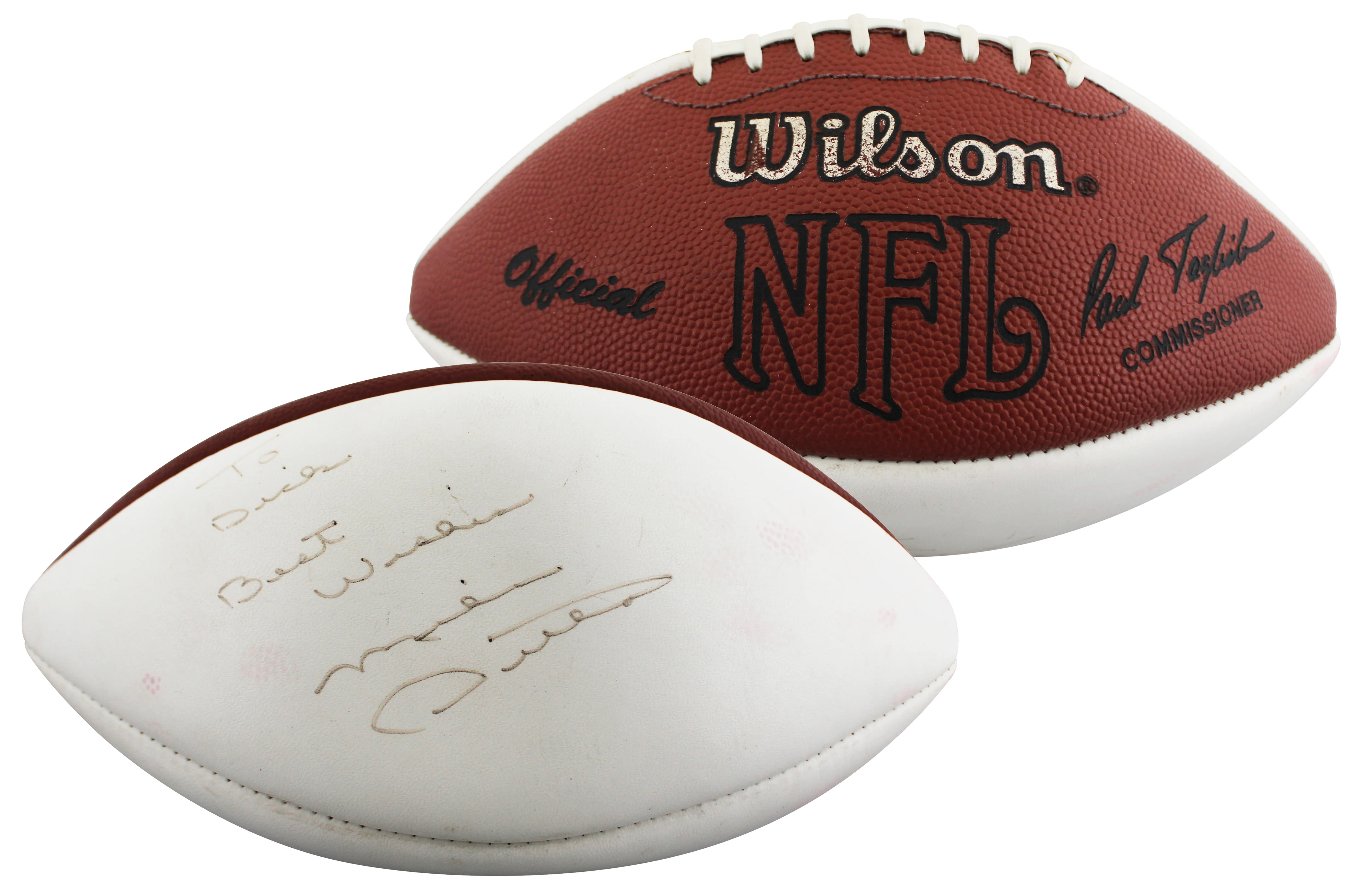 Bears Mike Ditka "Best Wishes" Signed Wilson White Panel Football BAS #BU55106