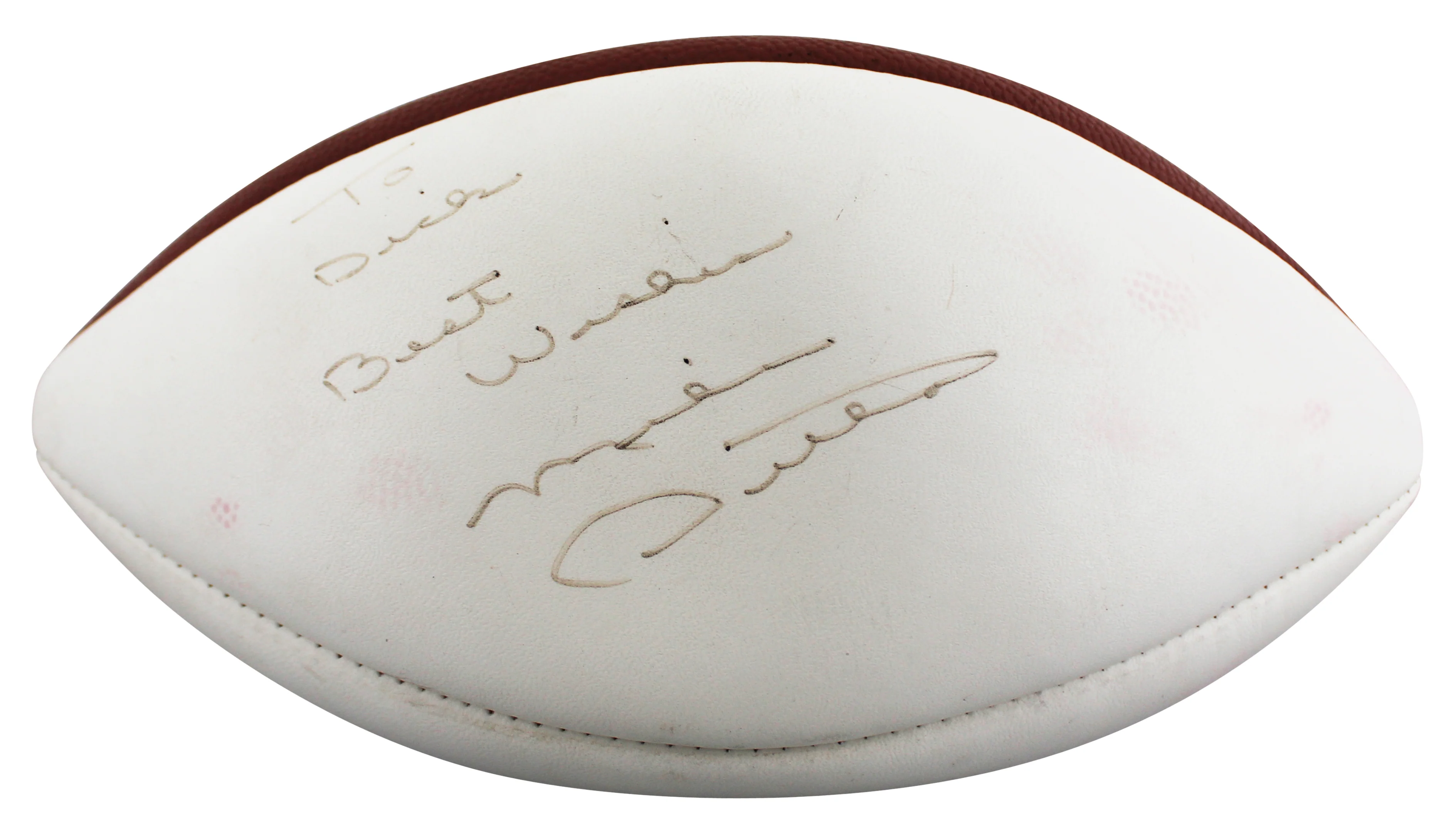 Bears Mike Ditka "Best Wishes" Signed Wilson White Panel Football BAS #BU55106 - Image 3