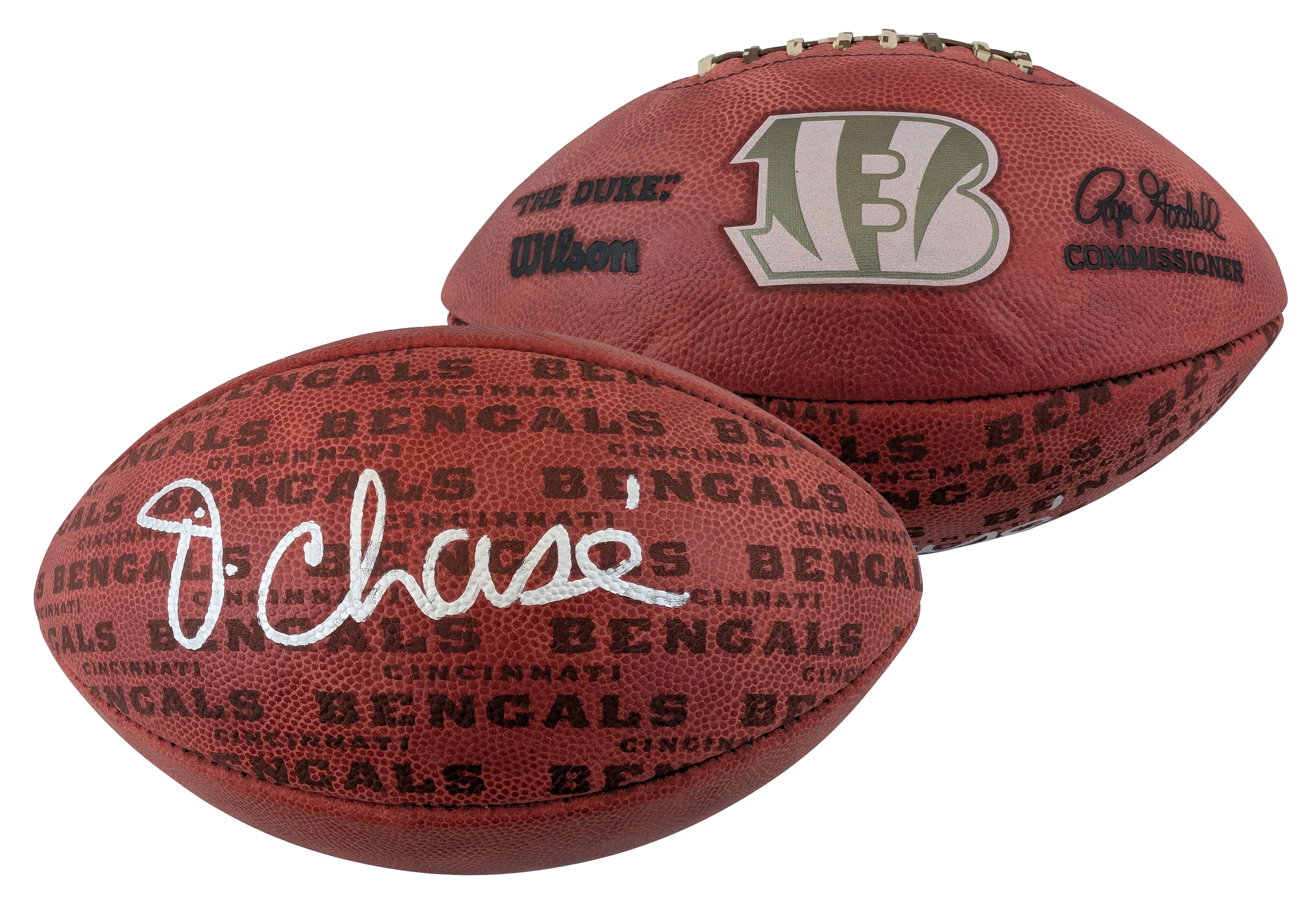 Bengals Ja'Marr Chase Signed Wilson "Duke" Team Showcase Football W/ Case BAS W - Image 3