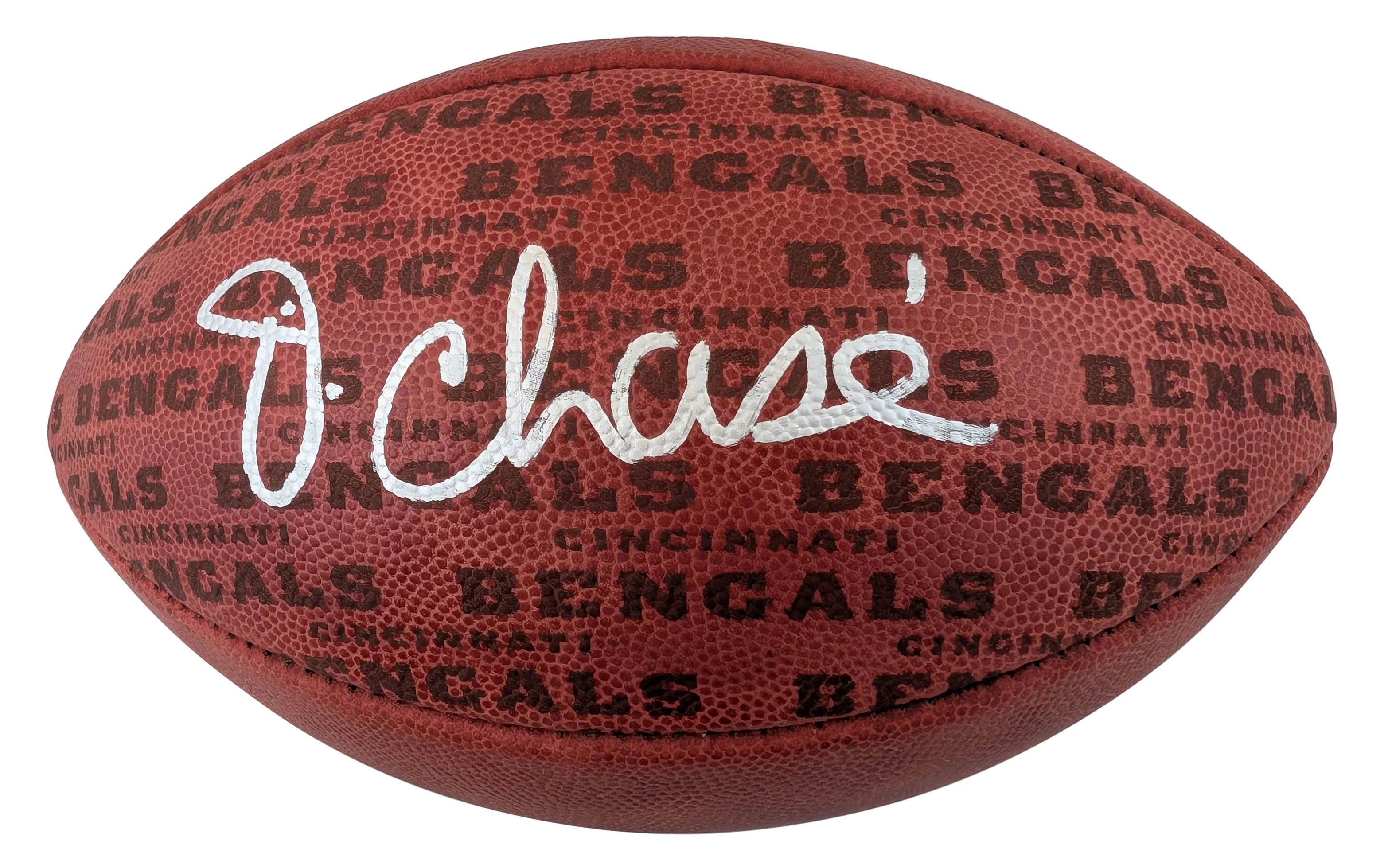 Bengals Ja'Marr Chase Signed Wilson "Duke" Team Showcase Football W/ Case BAS W - Image 4
