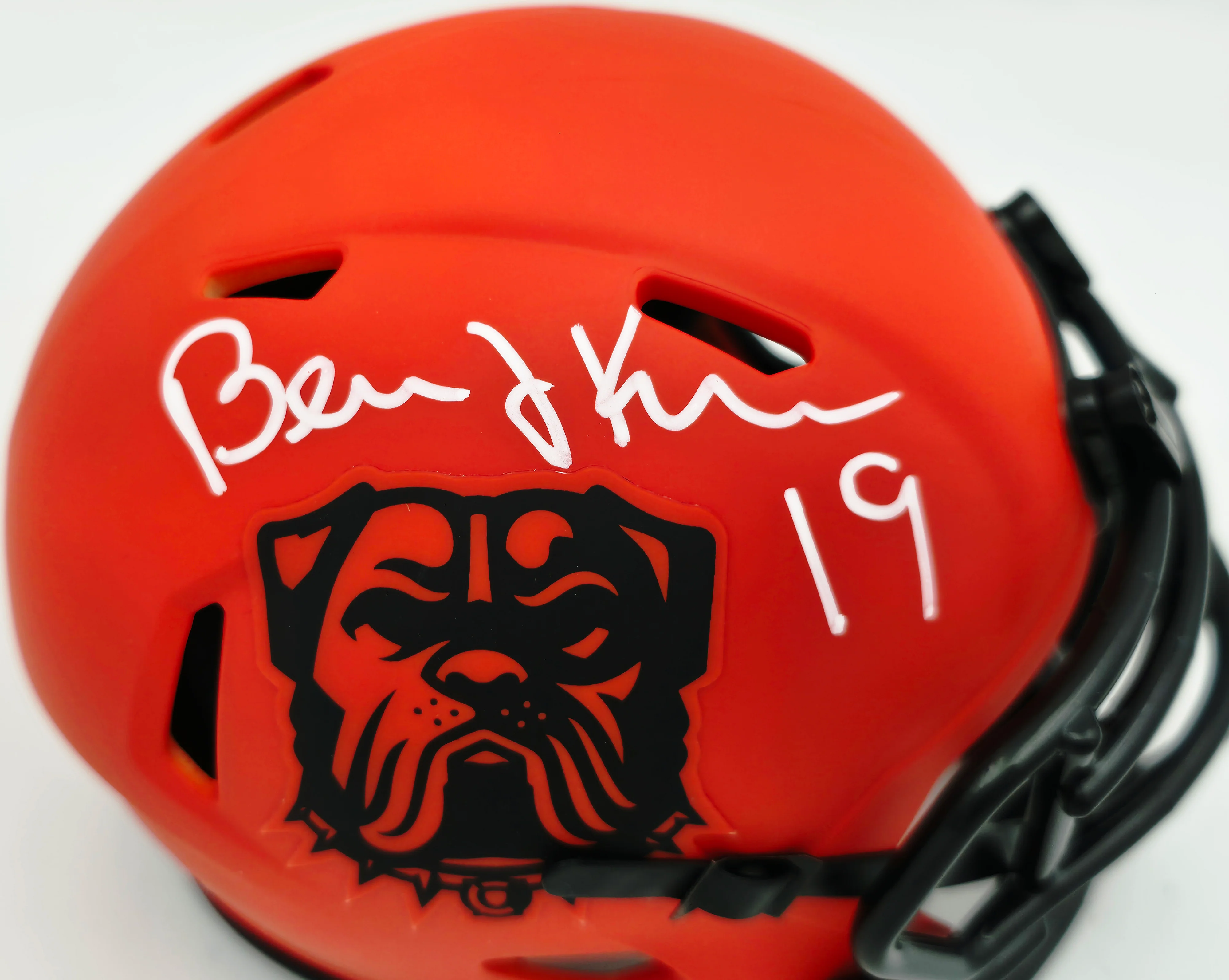 Bernie Kosar Autographed Cleveland Browns Rave Orange Speed Mini Helmet JSA Witness Stock #261882 - Image 2