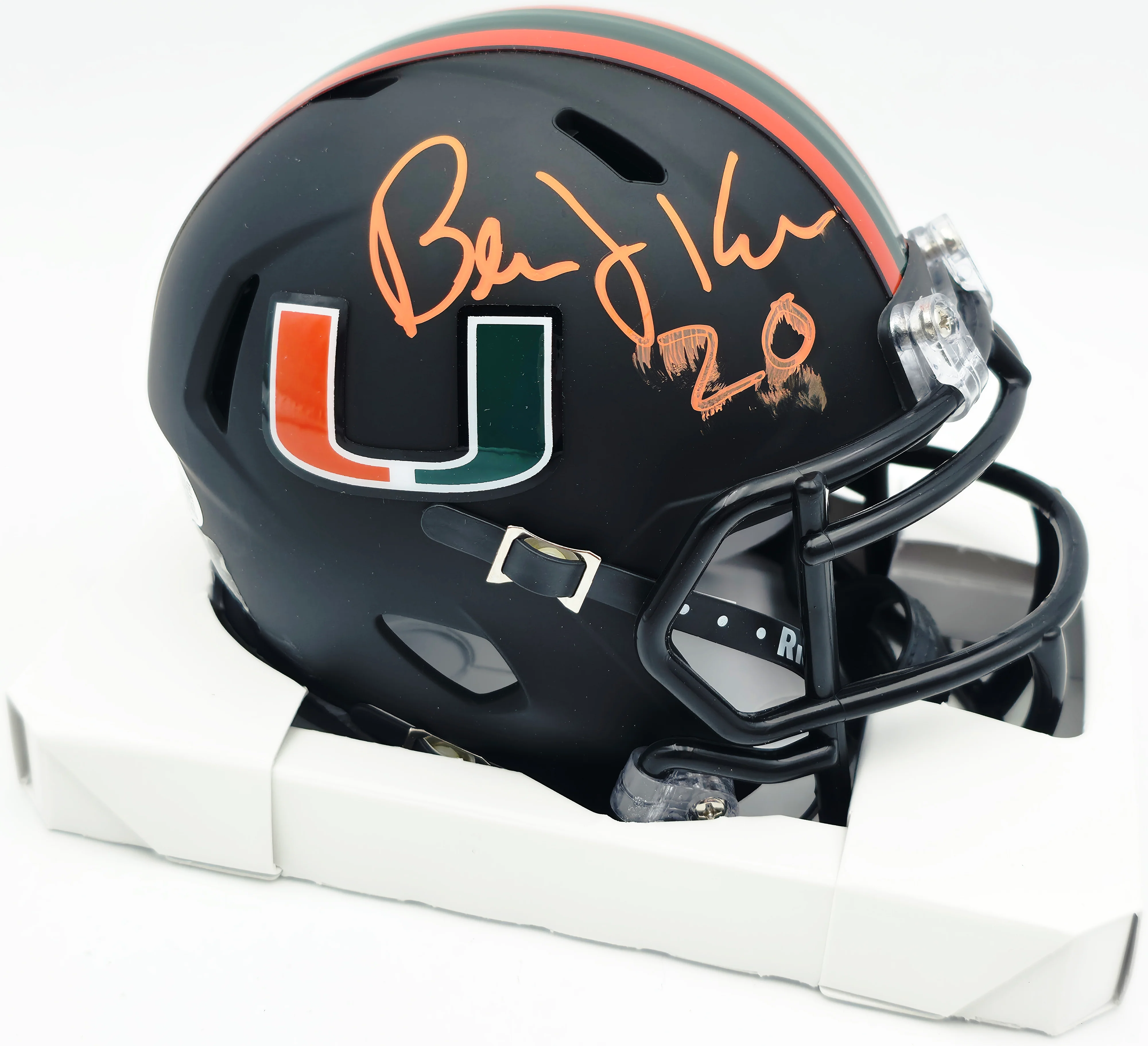 Bernie Kosar Autographed Miami Dolphins Eclipse Black Speed Mini Helmet (Smudged) JSA Witness #WC375695
