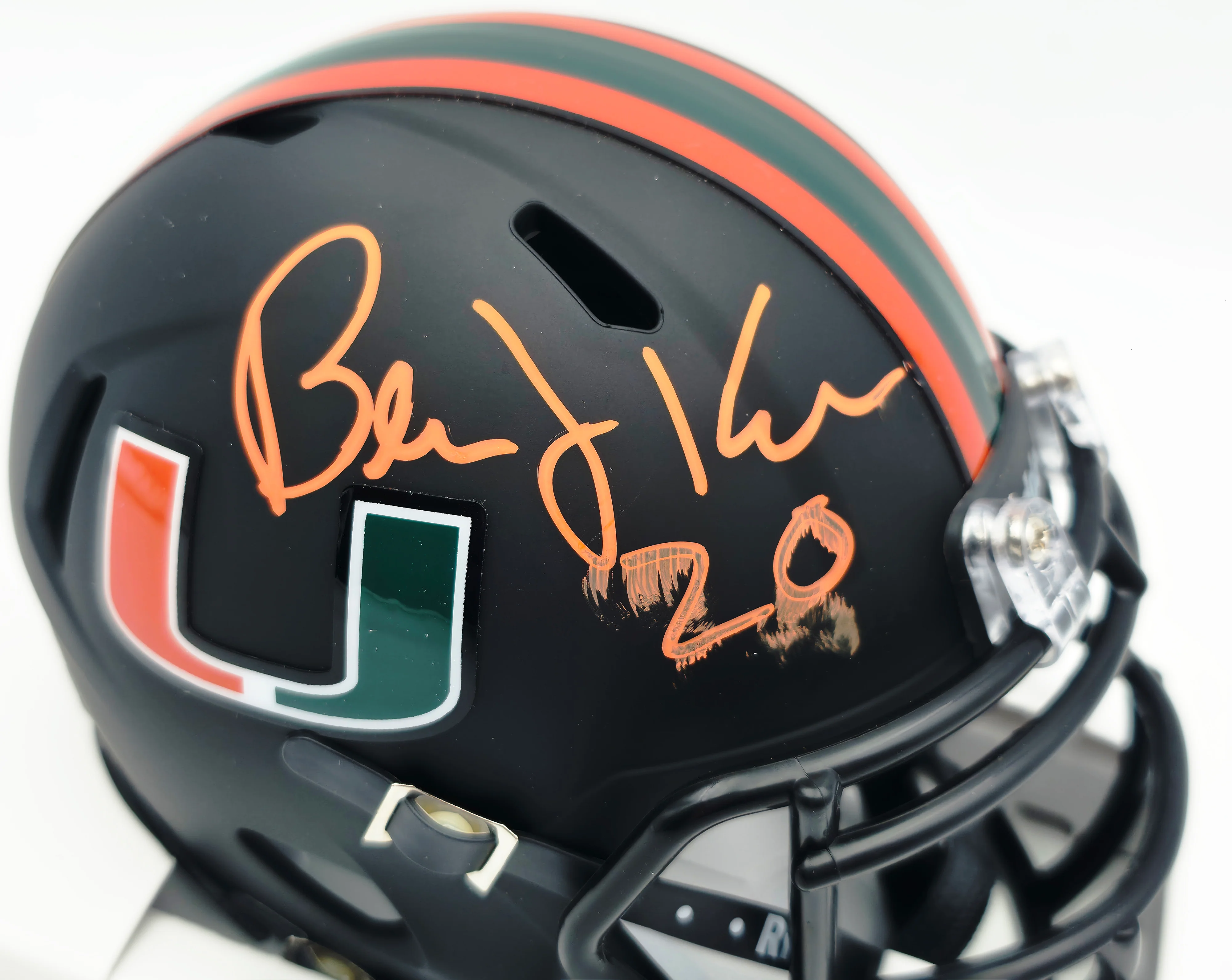 Bernie Kosar Autographed Miami Dolphins Eclipse Black Speed Mini Helmet (Smudged) JSA Witness #WC375695 - Image 2