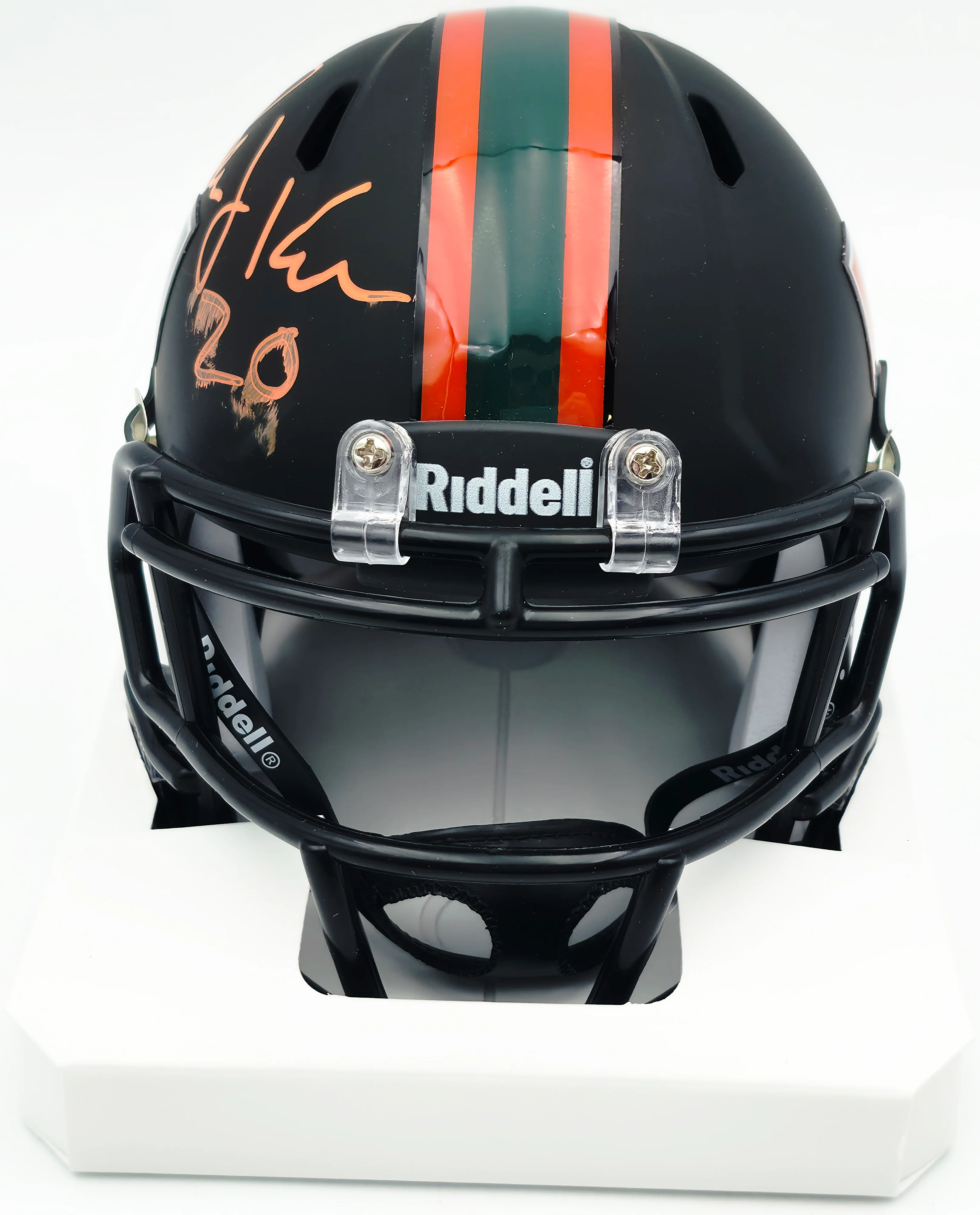 Bernie Kosar Autographed Miami Dolphins Eclipse Black Speed Mini Helmet (Smudged) JSA Witness #WC375695 - Image 3