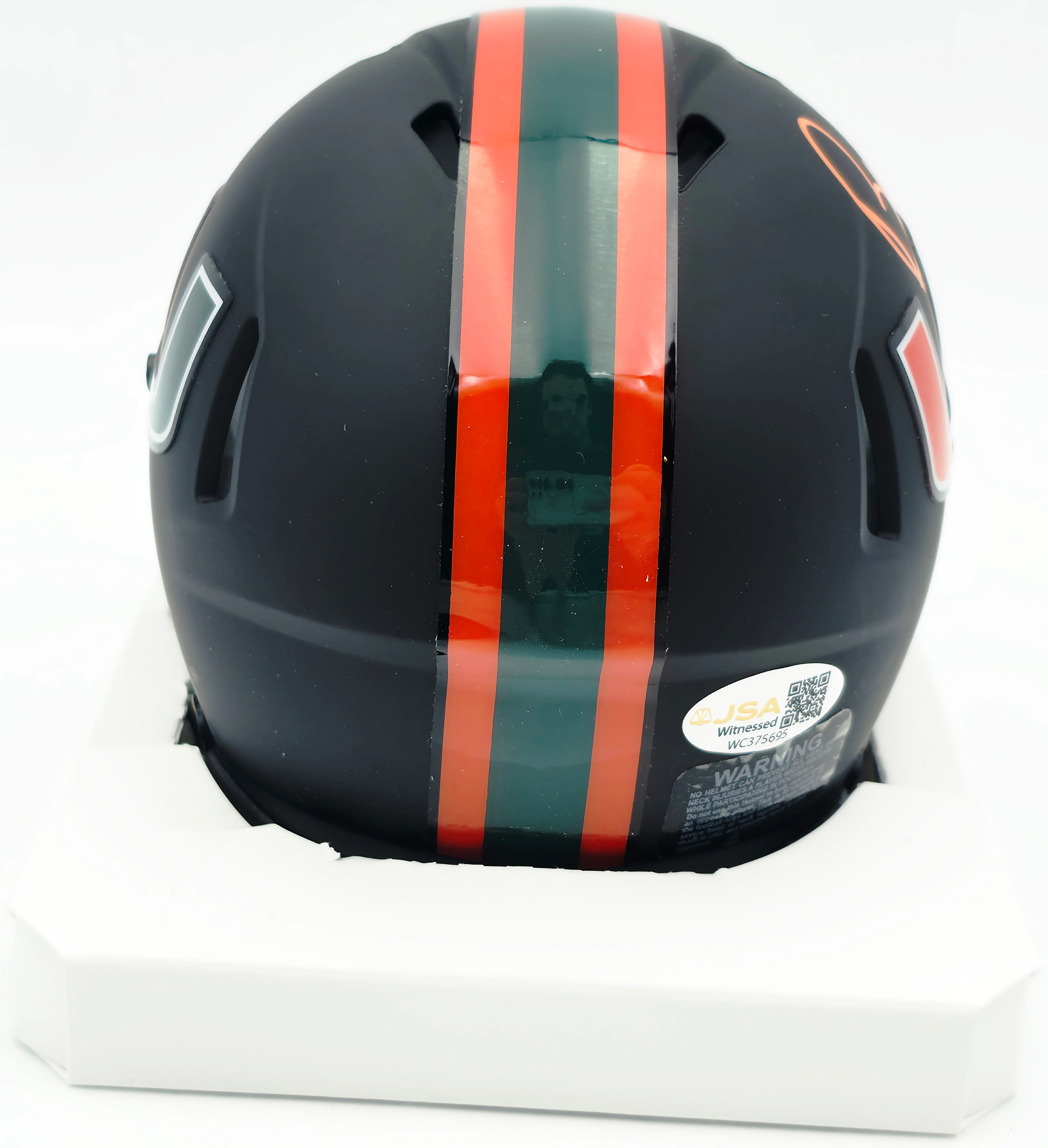 Bernie Kosar Autographed Miami Dolphins Eclipse Black Speed Mini Helmet (Smudged) JSA Witness #WC375695 - Image 5
