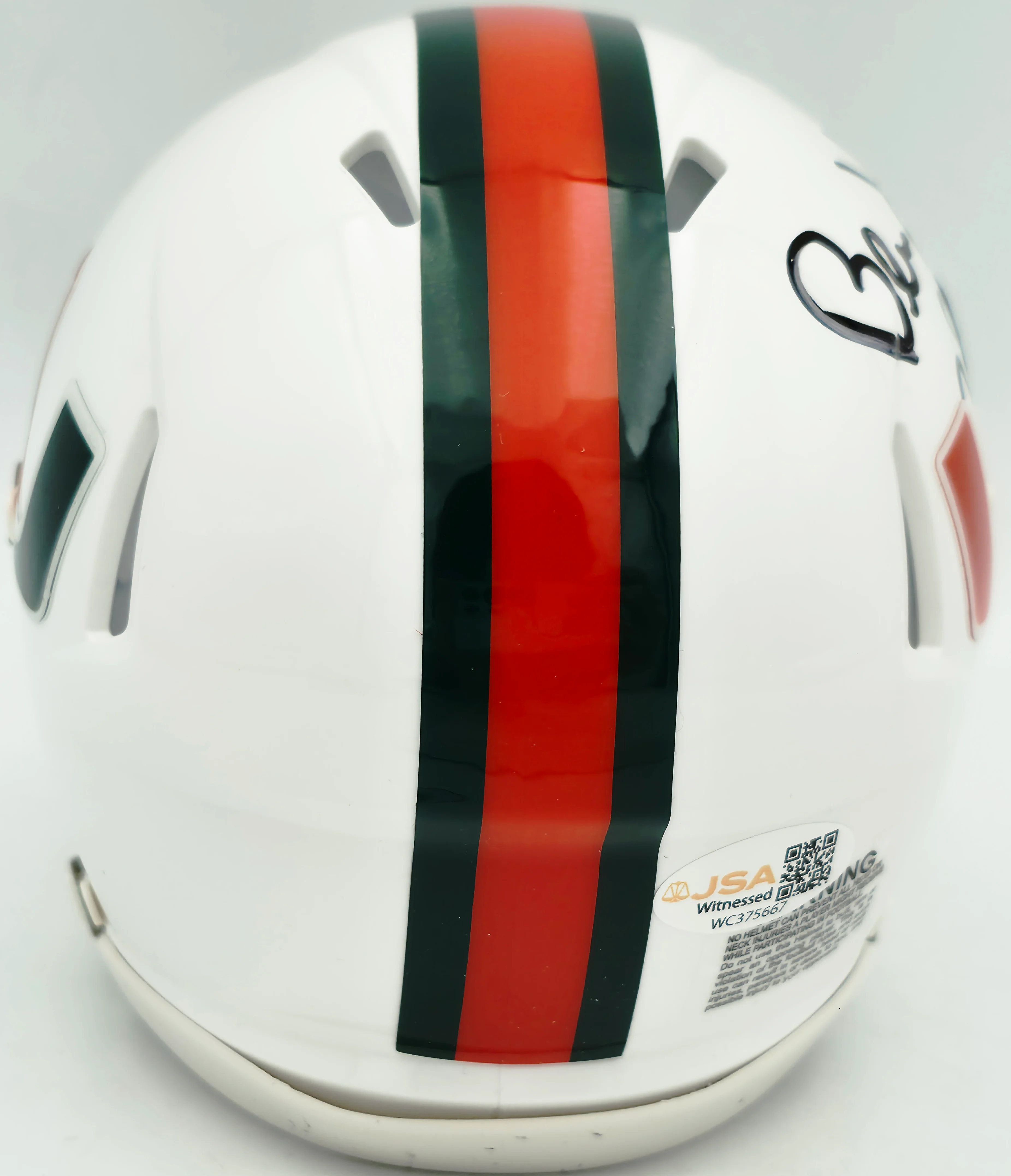 Bernie Kosar Autographed Miami Hurricanes White Traditional Speed Mini Helmet JSA Witness Stock #261884 - Image 5