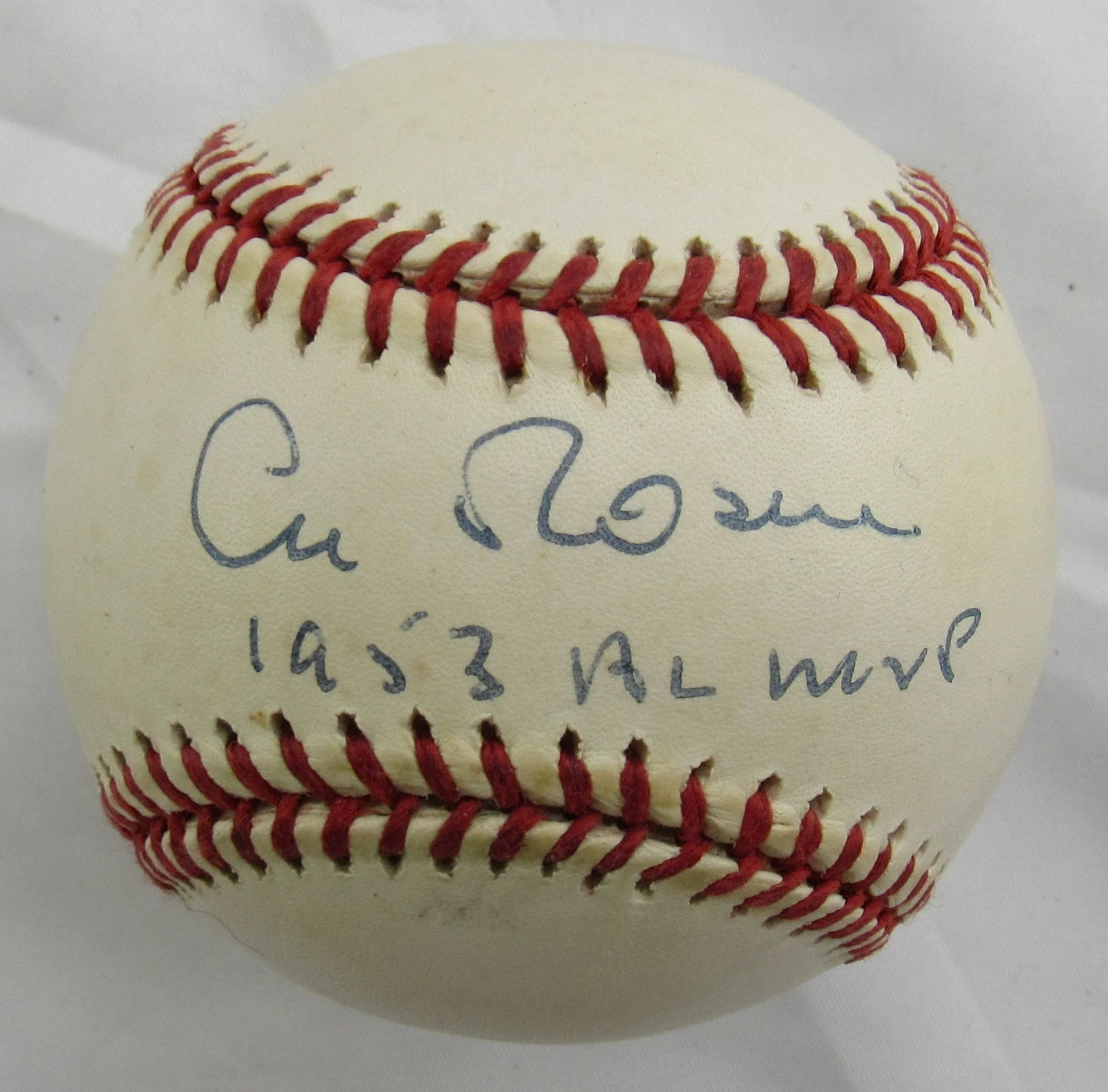 Al Rosen Signed Auto Rawlings Baseball JSA CM07297 w/1953 AL MVP Inscription