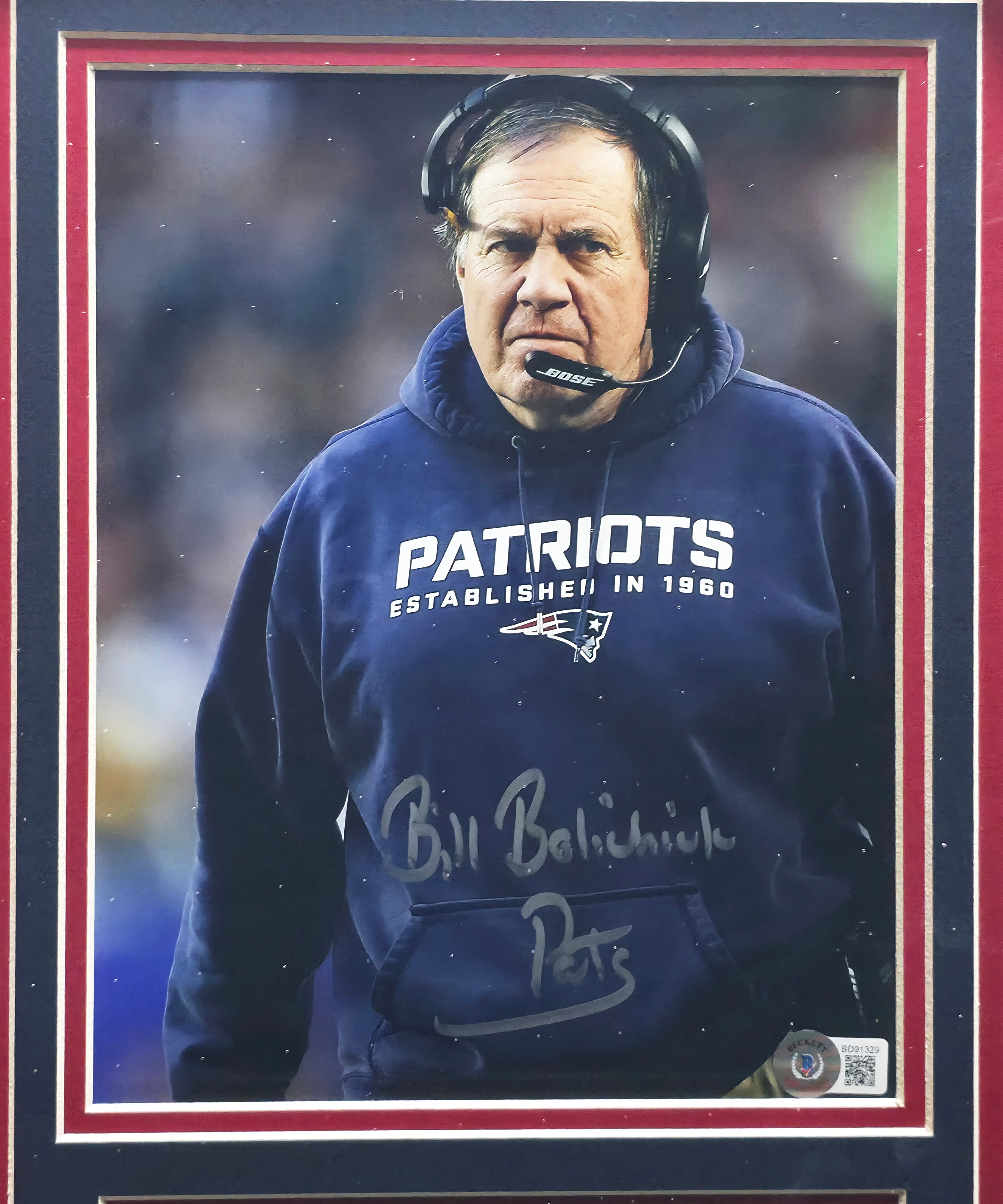 Bill Belichick Autographed Framed 8x10 Photo New England Patriots Beckett BAS QR #BD91329 - Image 2