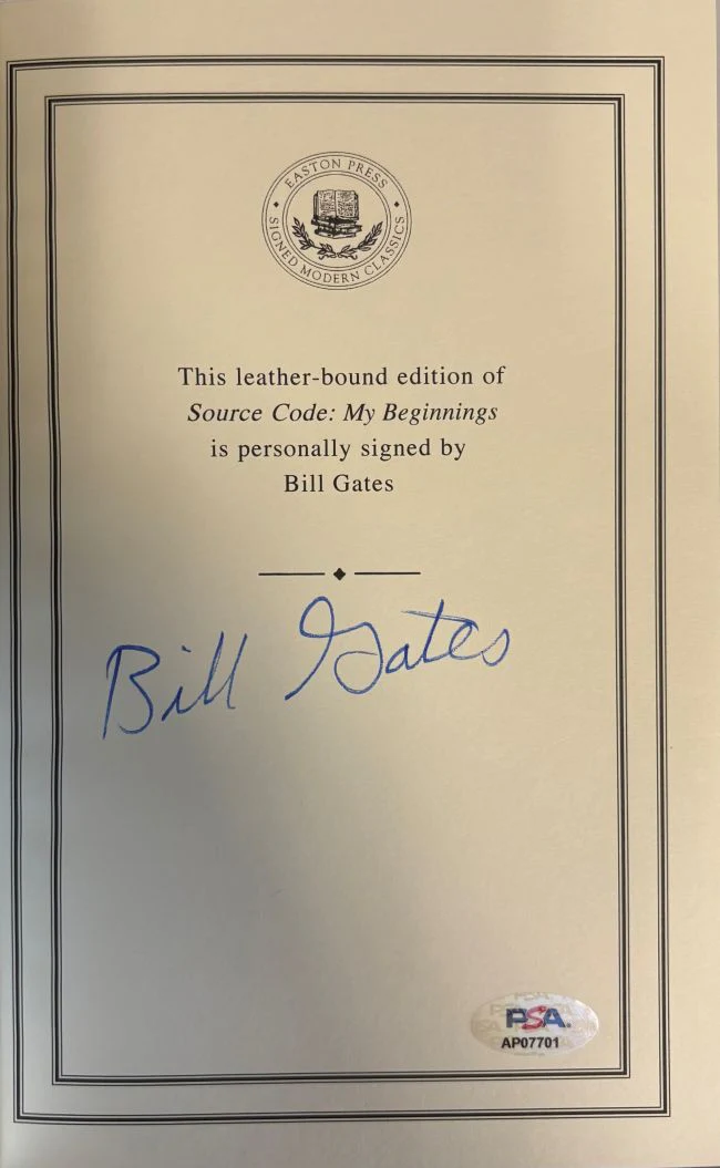 Bill Gates Signed Source Code My Beginnings 22kt Gold Leather Bound Book PSA/DNA - Image 2