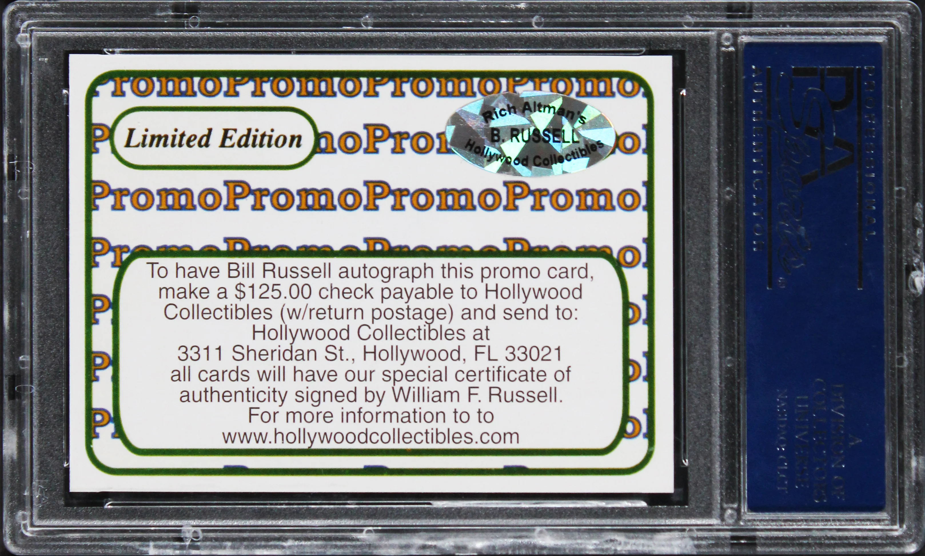Bill Russell Signed Reggie Jackson's Mr. October's Promo Card Auto 10! PSA Slab - Image 3