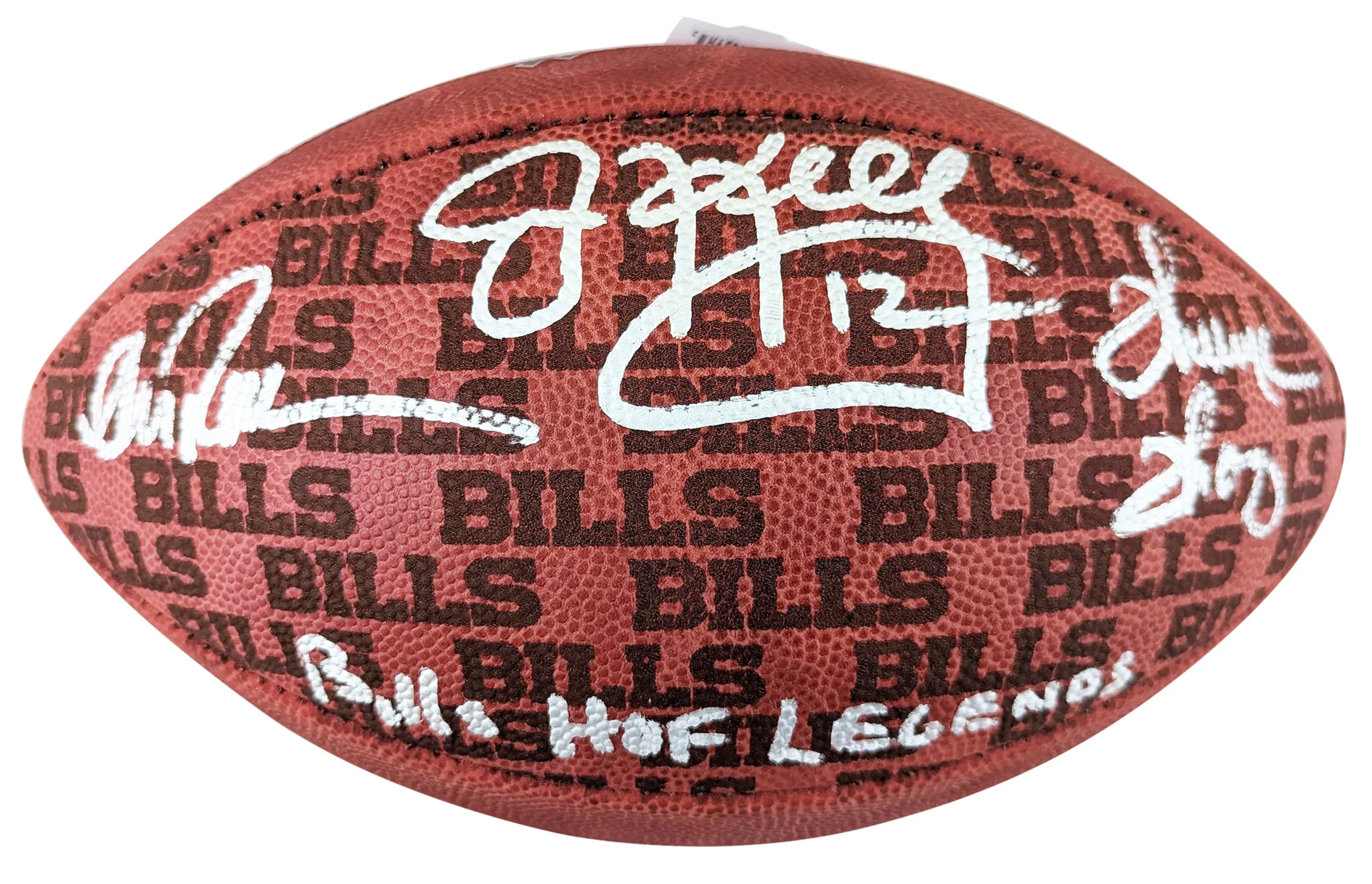 Bills (3) Reed, Kelly, & Thomas Signed "Duke" Showcase Football W/ Case BAS Wit - Image 4