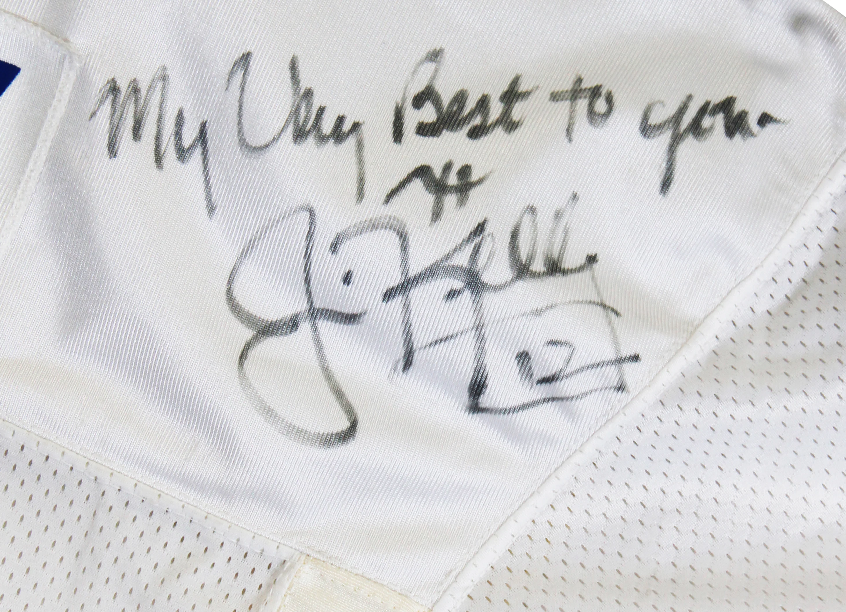 Bills Jim Kelly Signed Game Issued White Champion Size 46 Jersey BAS #BU55014 - Image 2