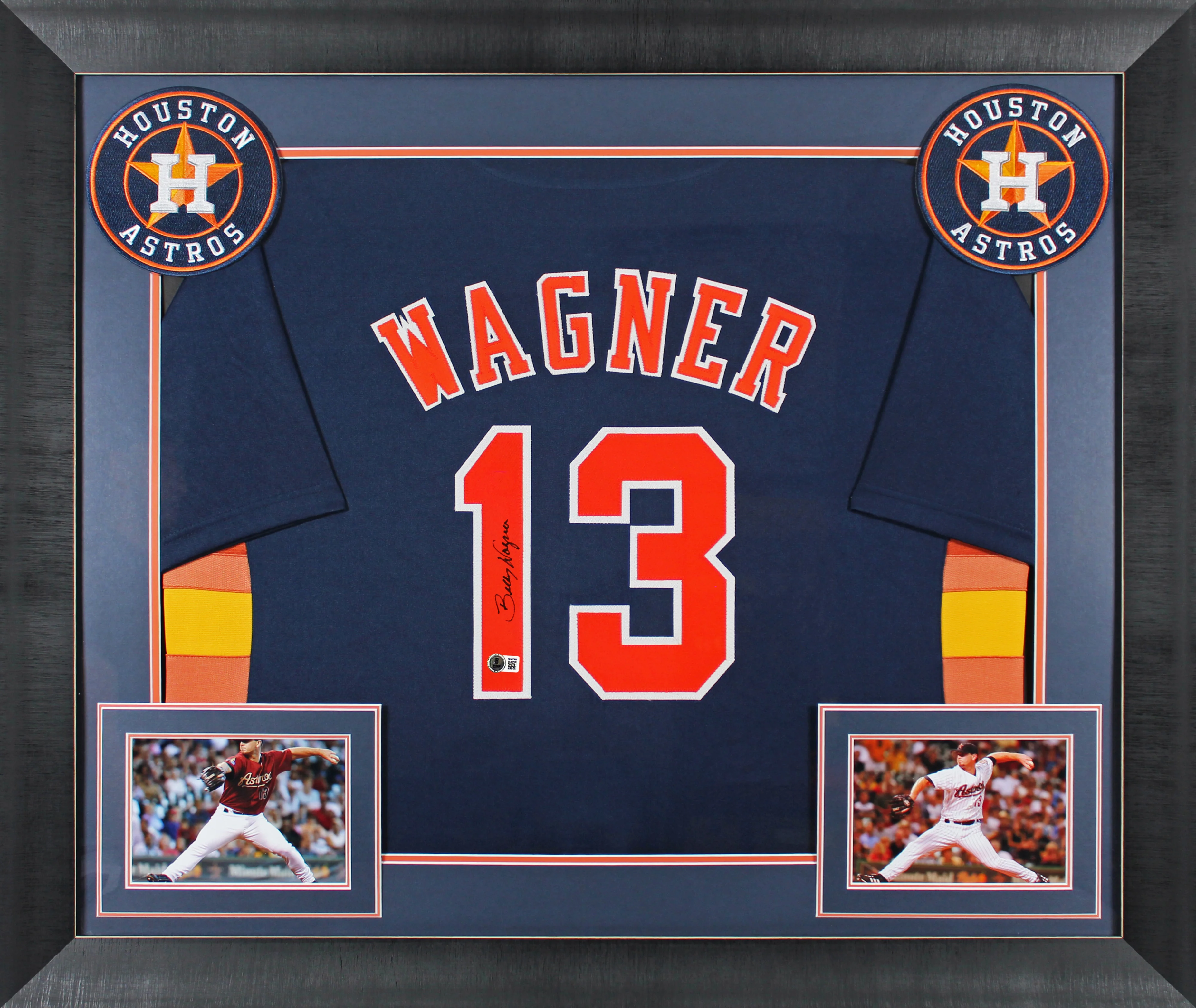 Billy Wagner Authentic Signed Navy Blue Pro Style Framed Jersey BAS Witnessed - Image 2