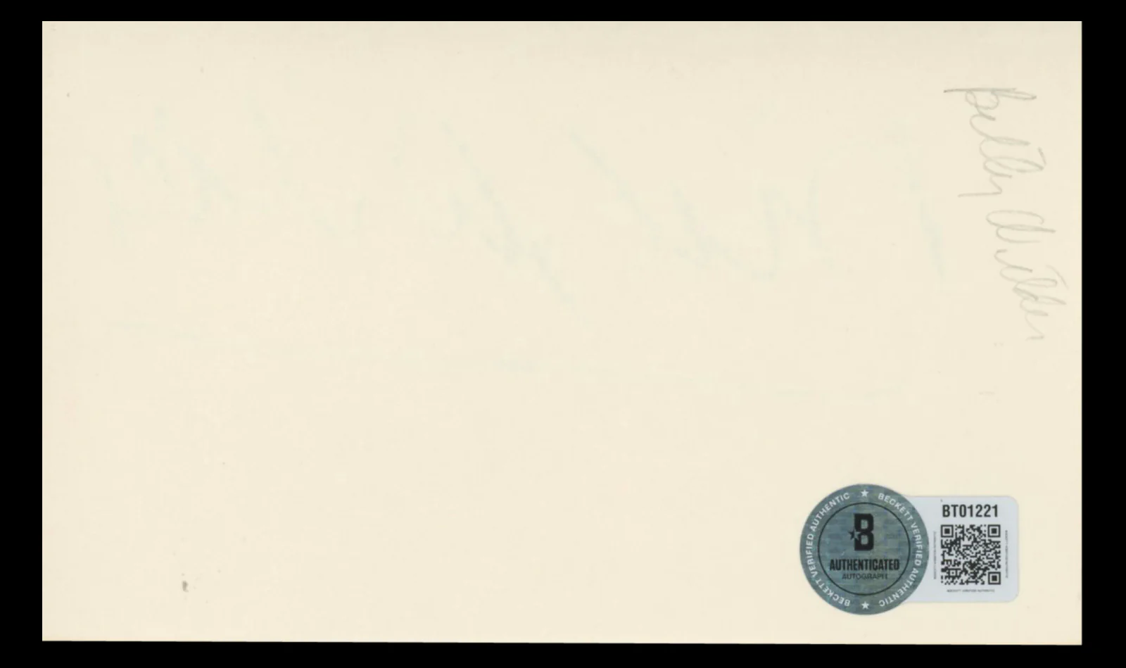 Billy Wilder Some Like It Hot Authentic Signed 3x5 Index Card BAS #BT01221 - Image 3