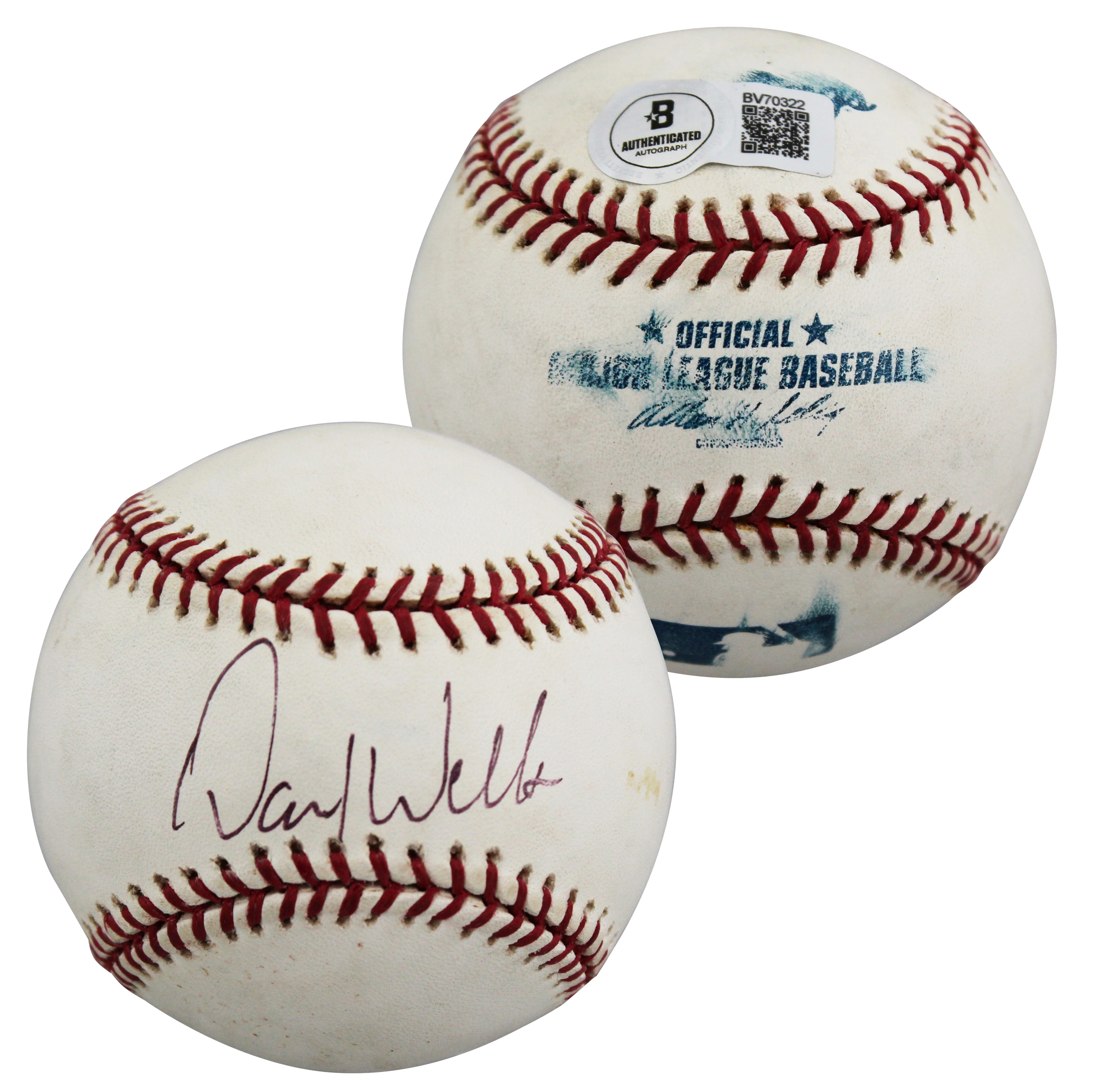 Blue Jays David Wells Authentic Signed Allen Selig OML Baseball BAS #BV70322