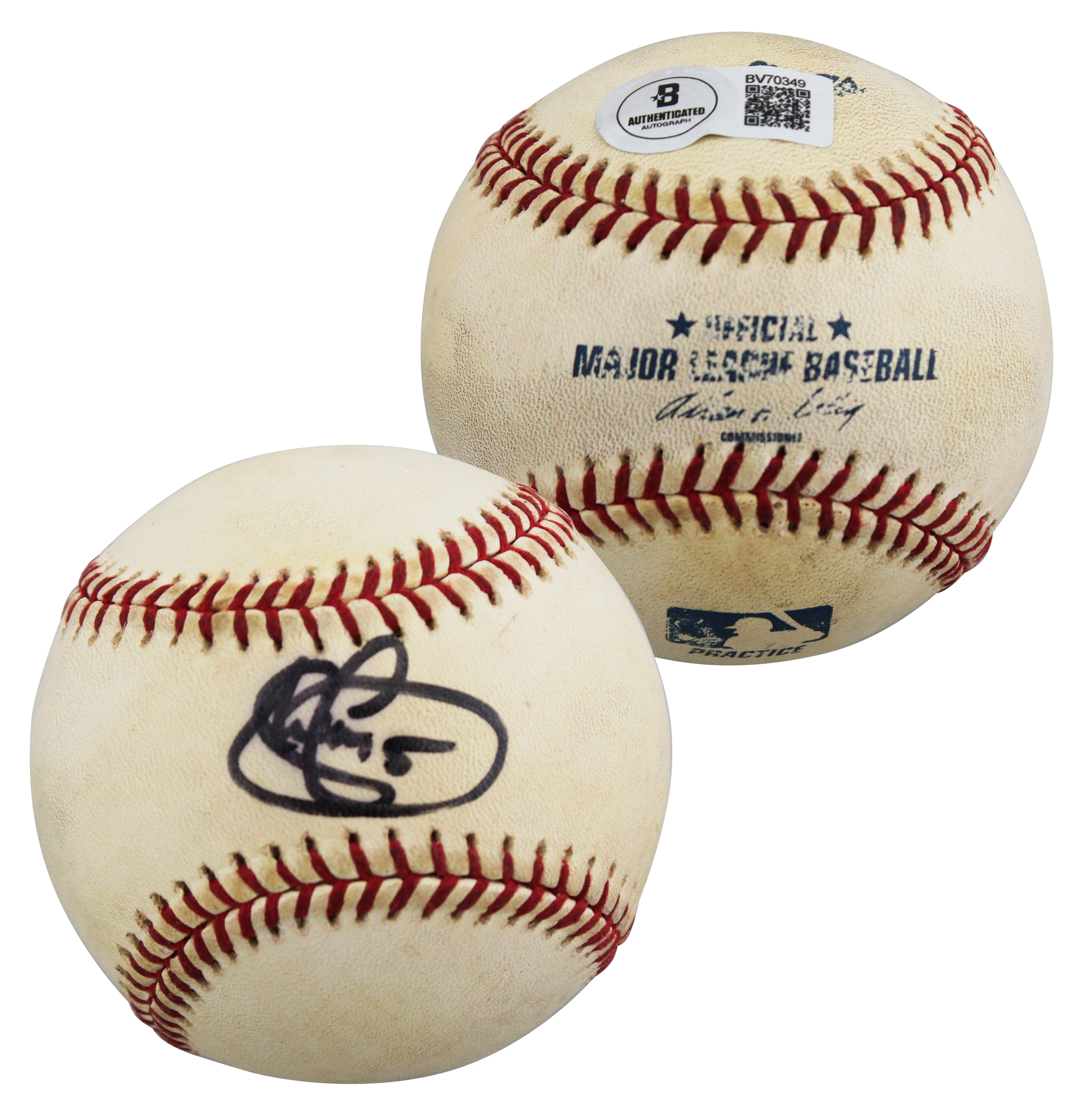 Blue Jays Shawn Green Signed Practice Used Allen Selig OML Baseball BAS #BV70349 - Image 2