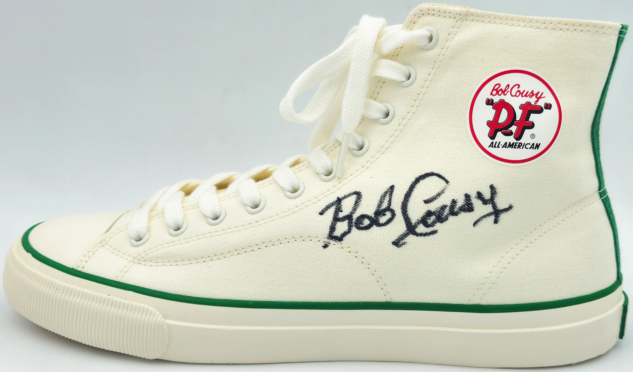 Bob Cousy Autographed White P.F. Flyers All-American HI Cousy Shoes Boston Celtics Size 12 Beckett BAS Witness Stock #236684 - Image 2