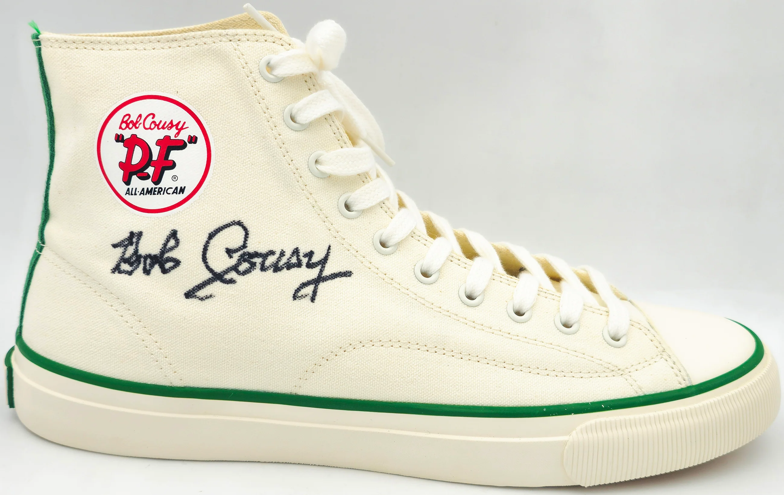 Bob Cousy Autographed White P.F. Flyers All-American HI Cousy Shoes Boston Celtics Size 12 Beckett BAS Witness Stock #236685 - Image 2