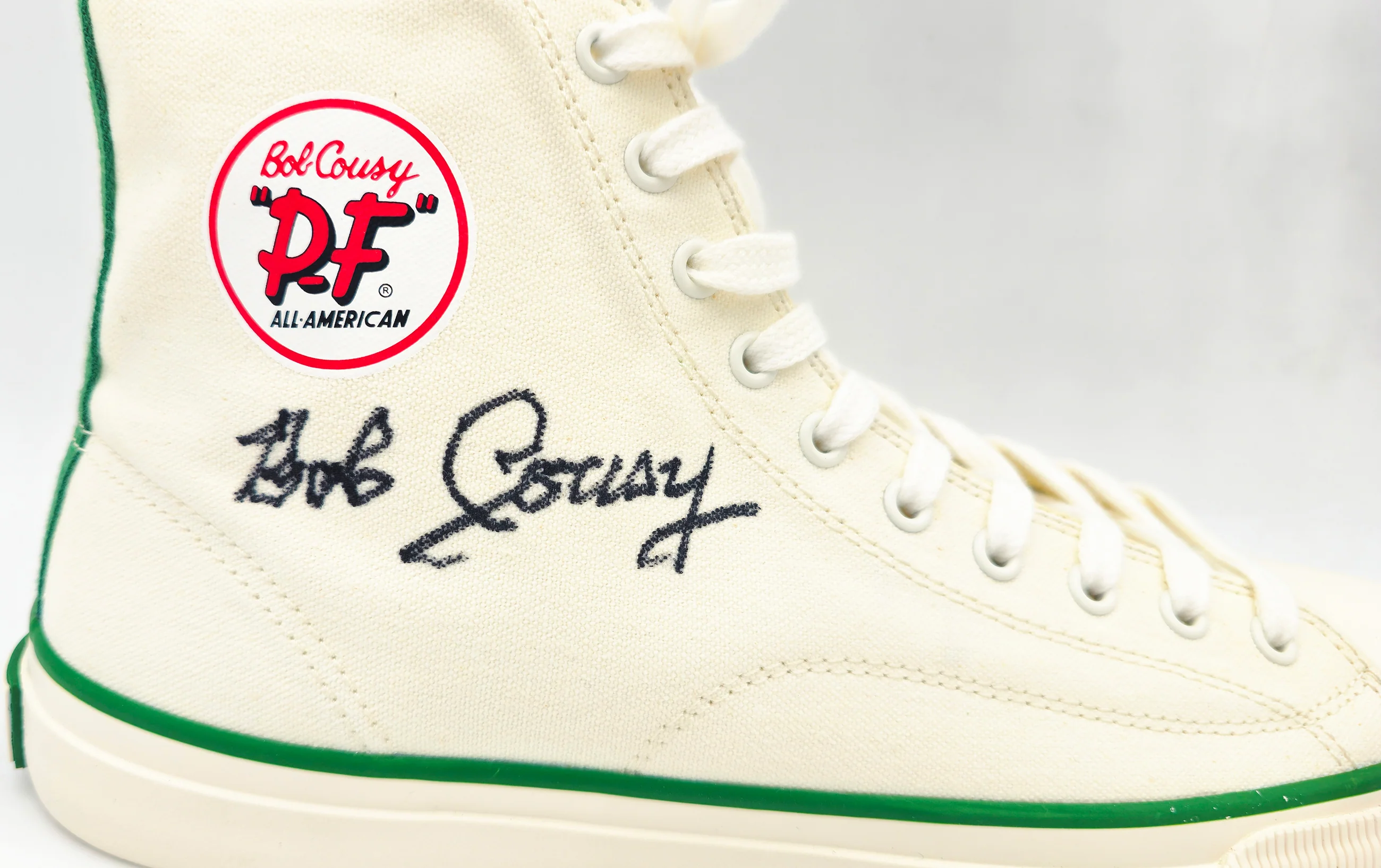 Bob Cousy Autographed White P.F. Flyers All-American HI Cousy Shoes Boston Celtics Size 12 Beckett BAS Witness Stock #236685 - Image 3