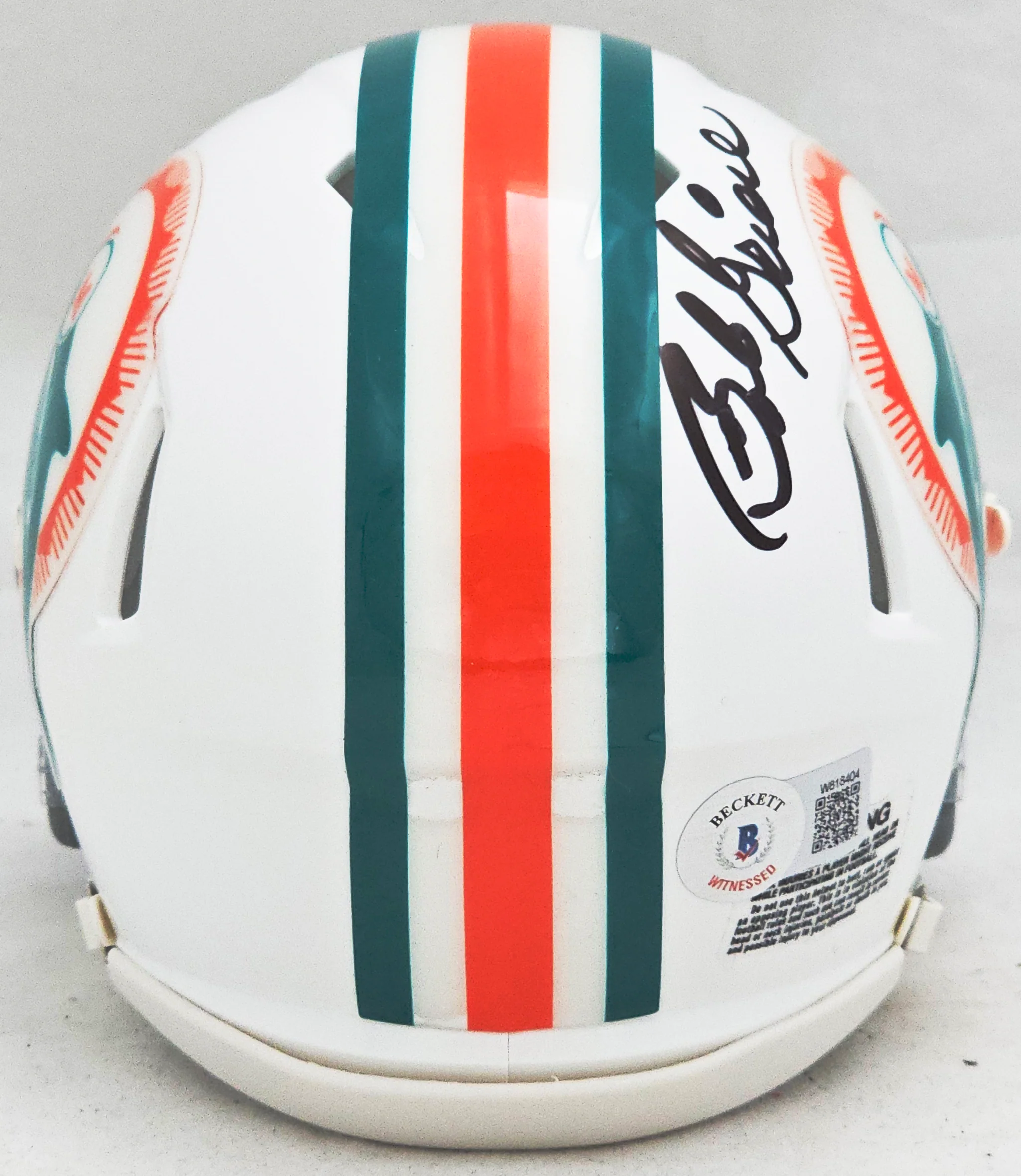 Bob Griese Autographed 1972 Miami Dolphins Throwback White Speed Mini Helmet Beckett BAS Witness Stock #220467 - Image 4
