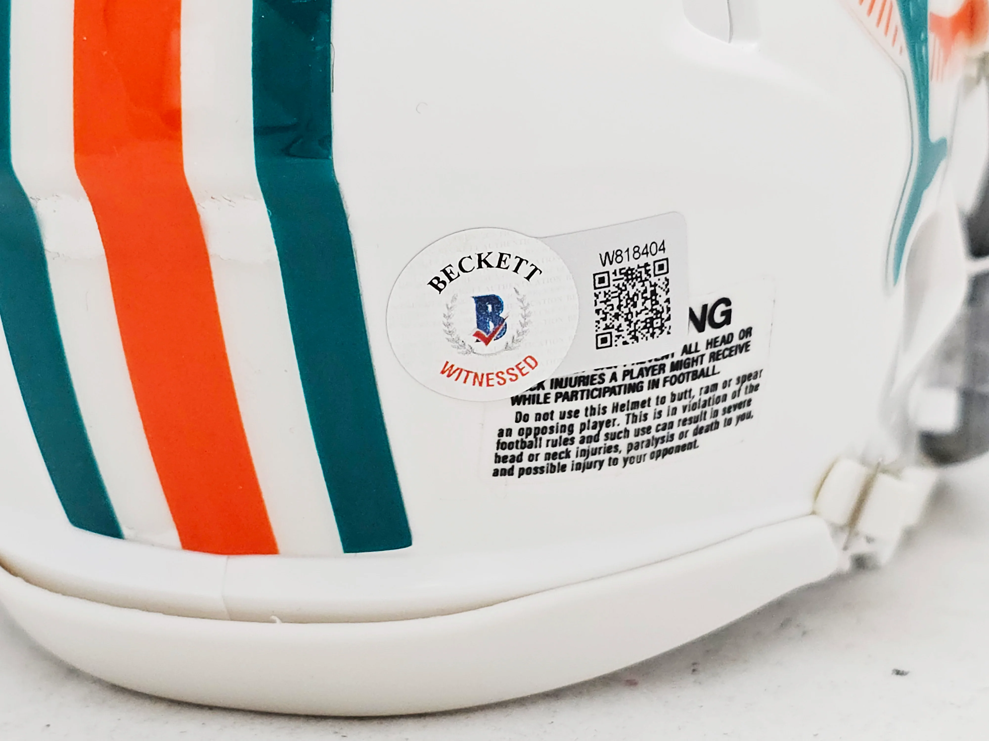 Bob Griese Autographed 1972 Miami Dolphins Throwback White Speed Mini Helmet Beckett BAS Witness Stock #220467 - Image 5