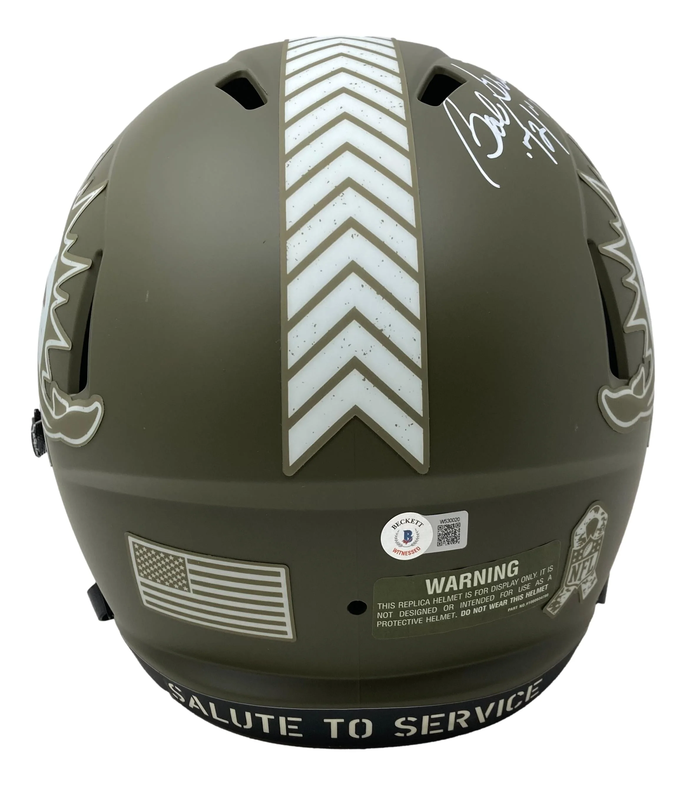 Bob Griese Signed Dolphins FS Salute To Service Speed Replica Helmet 72 17-0 BAS - Image 3
