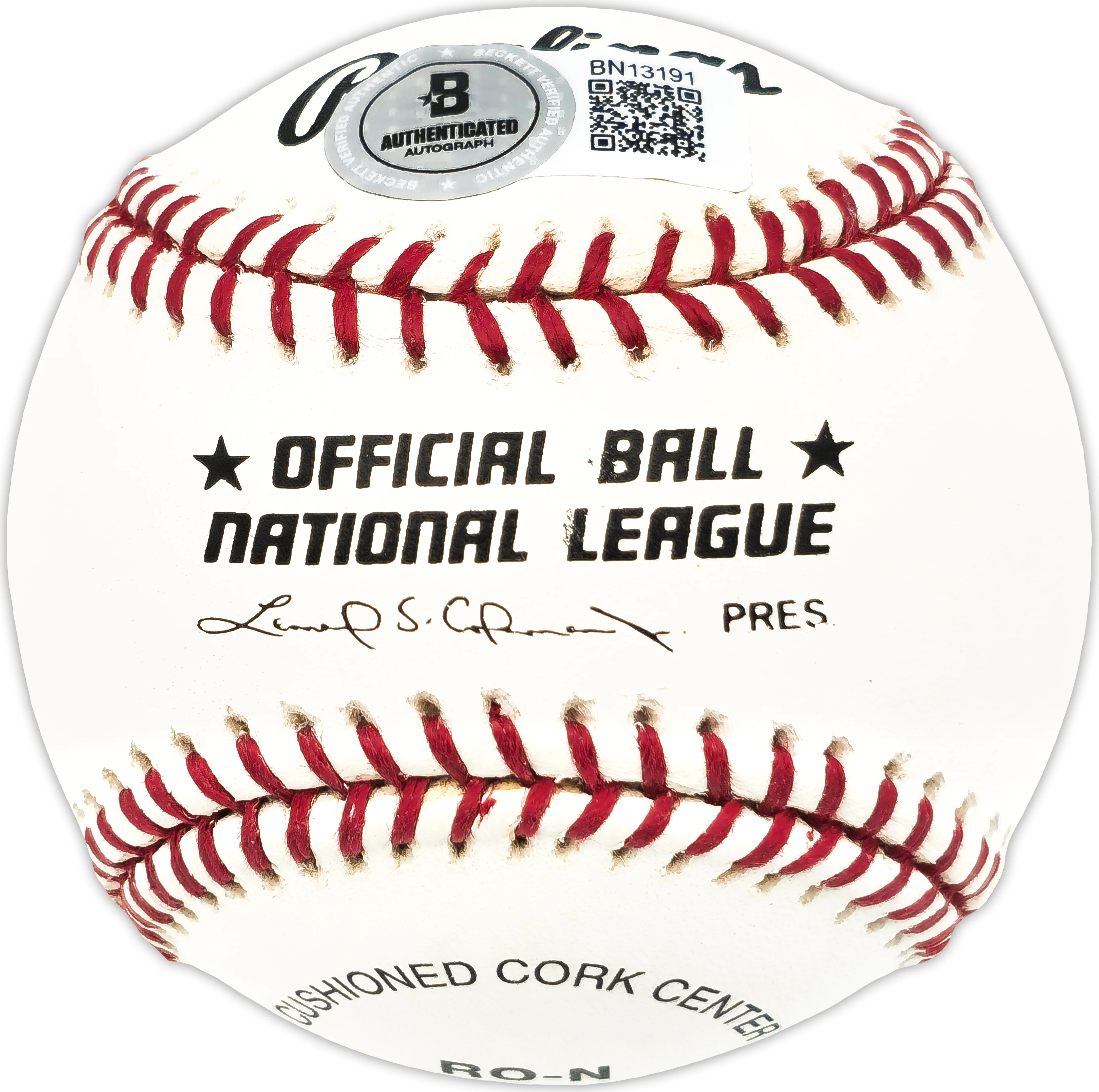Bob Mabe Autographed Official NL Baseball Cincinnati Reds Beckett BAS QR #BN13191 - Image 2