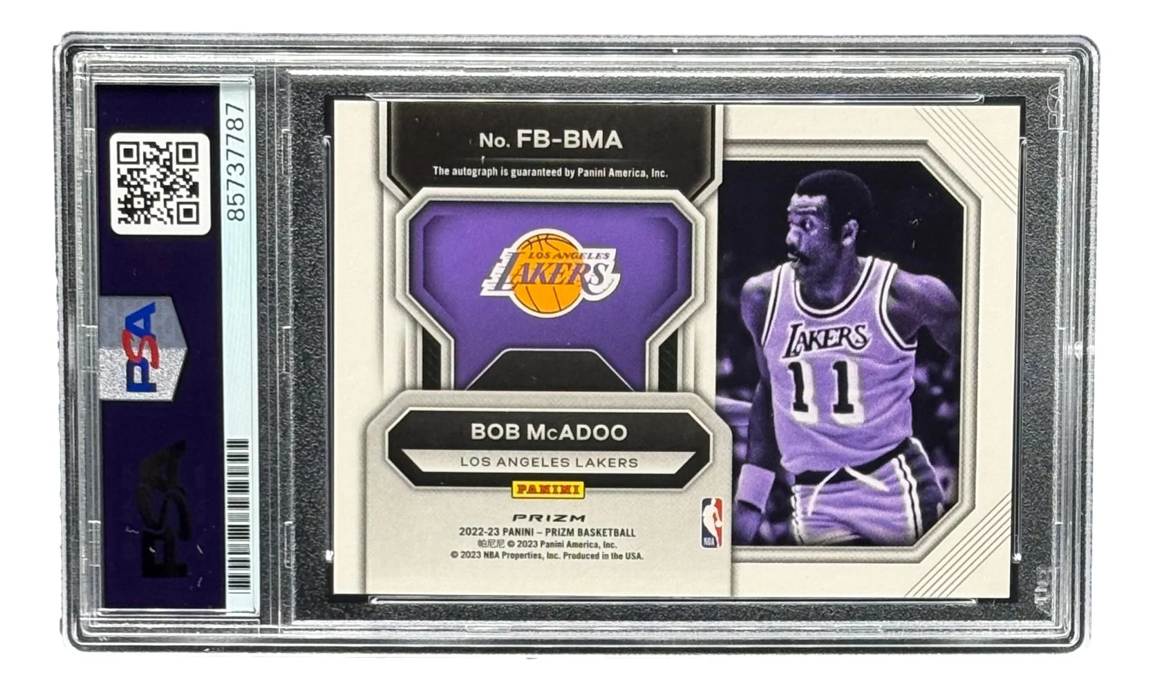 Bob McAdoo Signed 2022/23 Panini Prizm #FB-BMA Lakers Trading Card PSA/DNA - Image 2