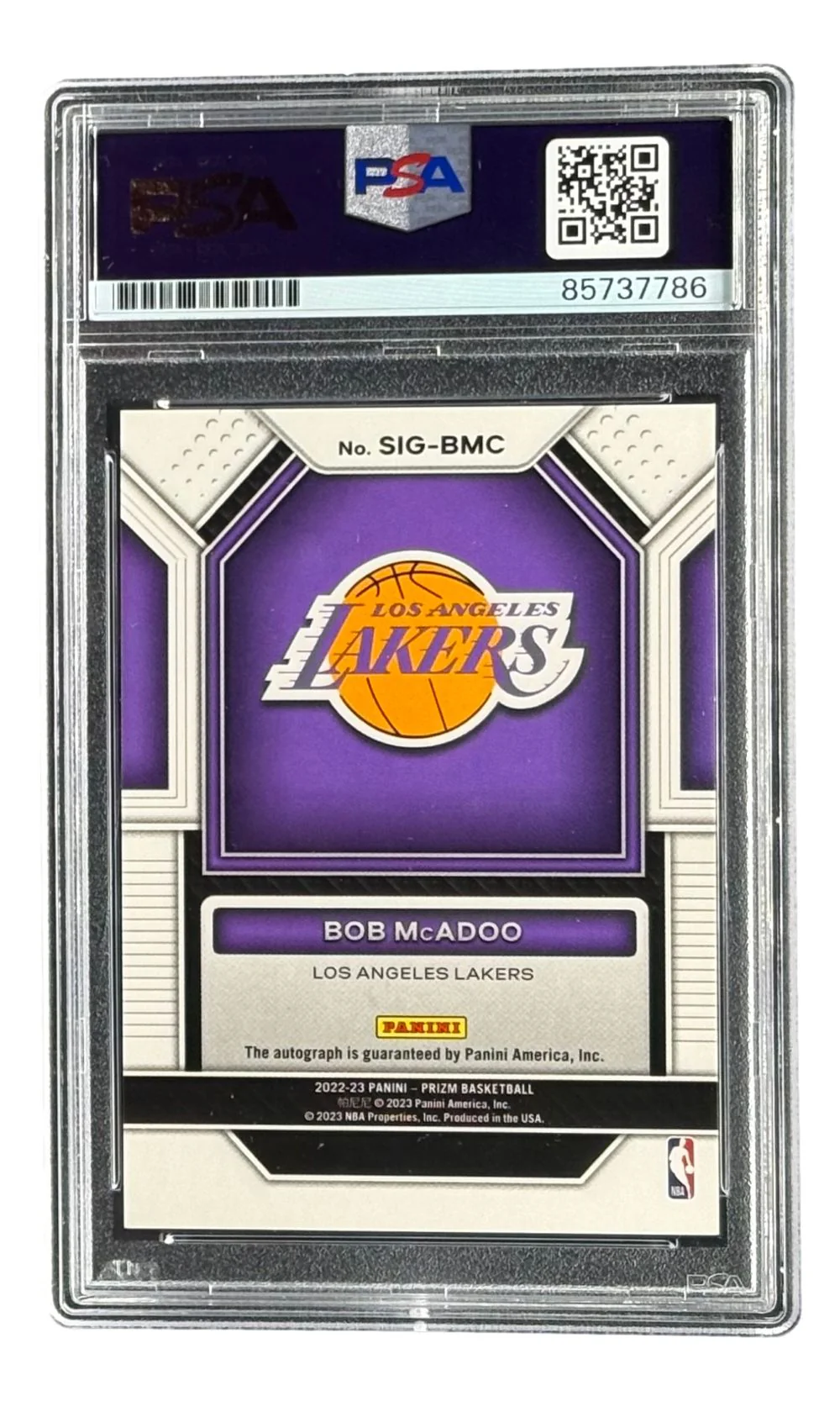 Bob McAdoo Signed 2022/23 Panini Prizm #SIG-BMC Lakers Trading Card PSA/DNA - Image 2