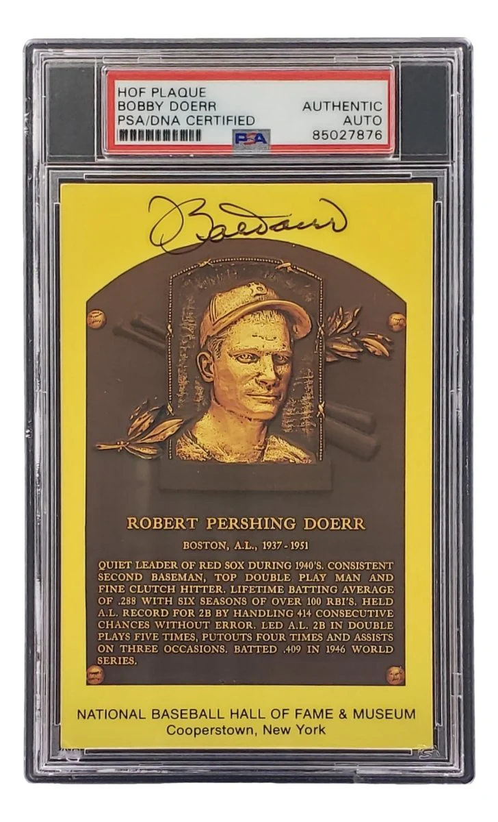 Bobby Doerr Signed 4x6 Boston Red Sox HOF Plaque Card PSA/DNA 85027876 - Image 3