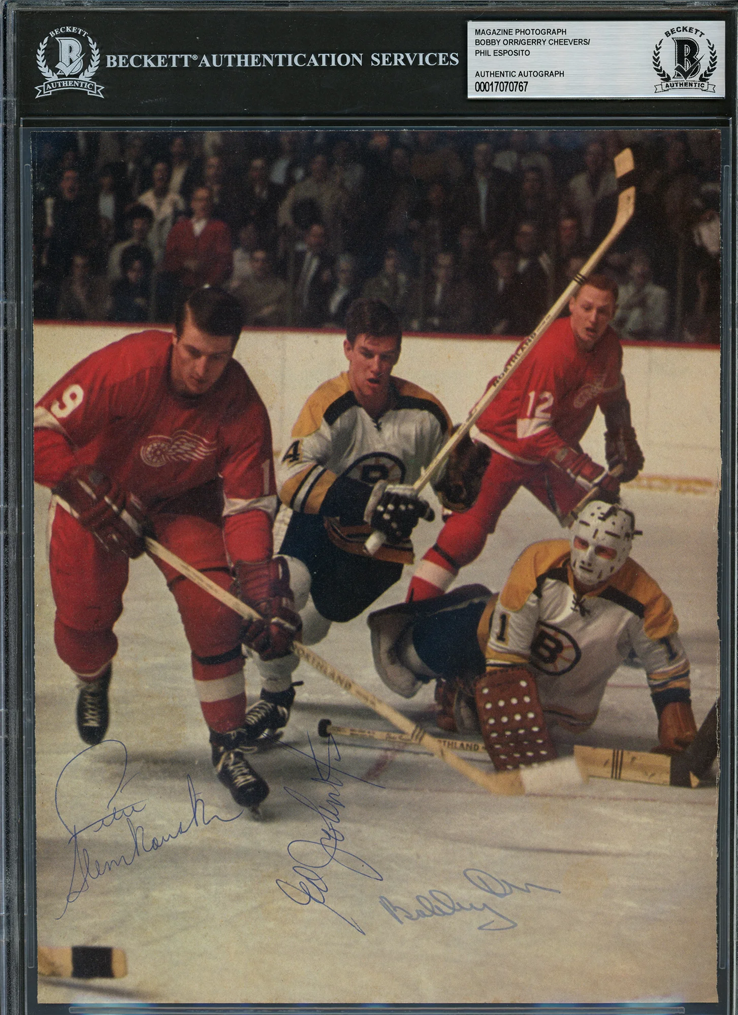 Bobby Orr, Pete Stemkowski & Ed Johnston Autographed 8x10 Magazine Page Photo Beckett BAS #17070767 - Image 3