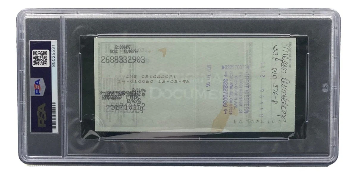 Bobby Thomson New York Giants Signed Bank Check PSA/DNA 85025531 - Image 2