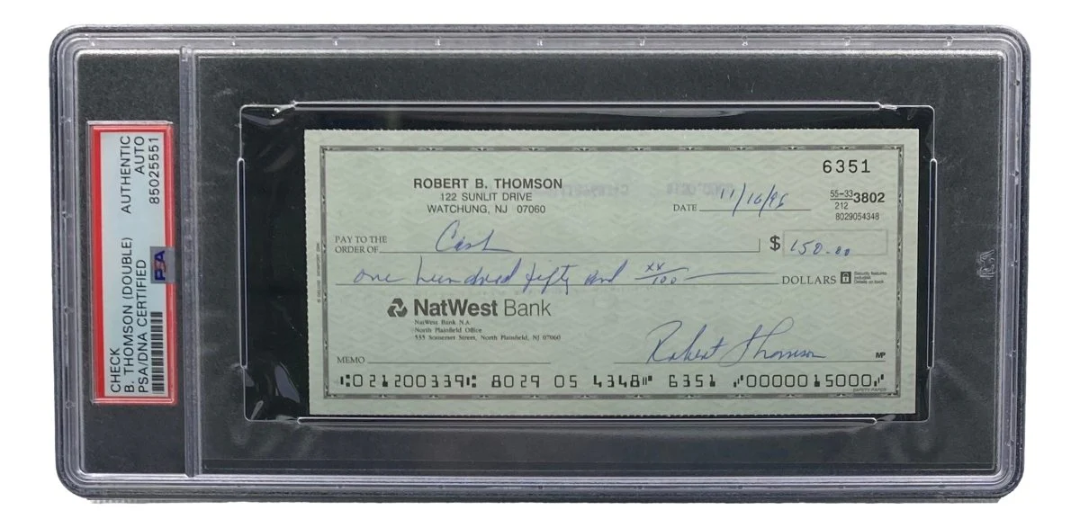 Bobby Thomson New York Giants Signed Bank Check PSA/DNA 85025551 - Image 3