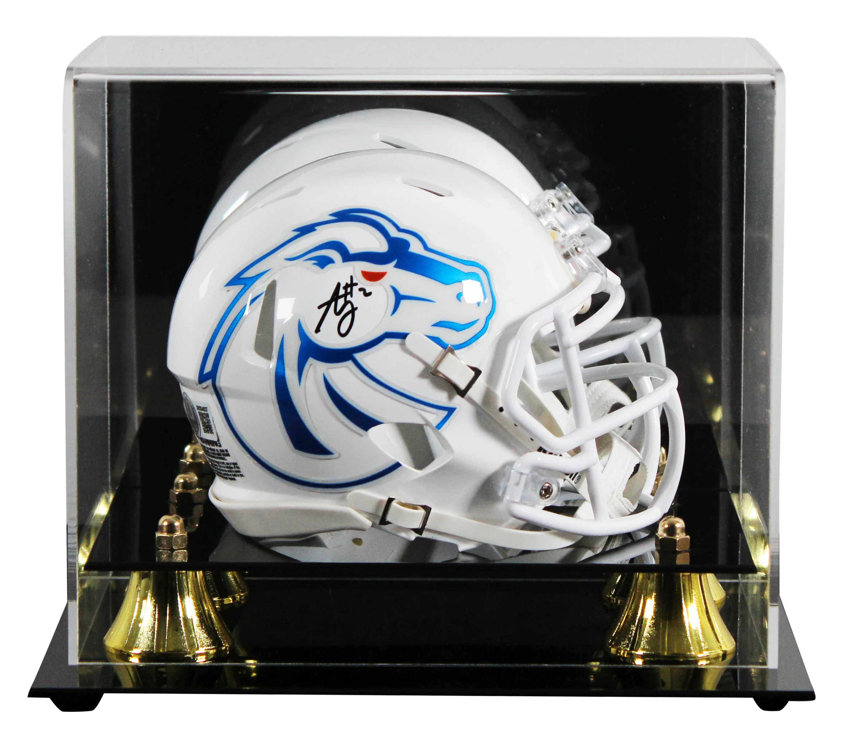 Boise State Ashton Jeanty Signed White Speed Mini Helmet W/ Case BAS Witnessed - Image 2