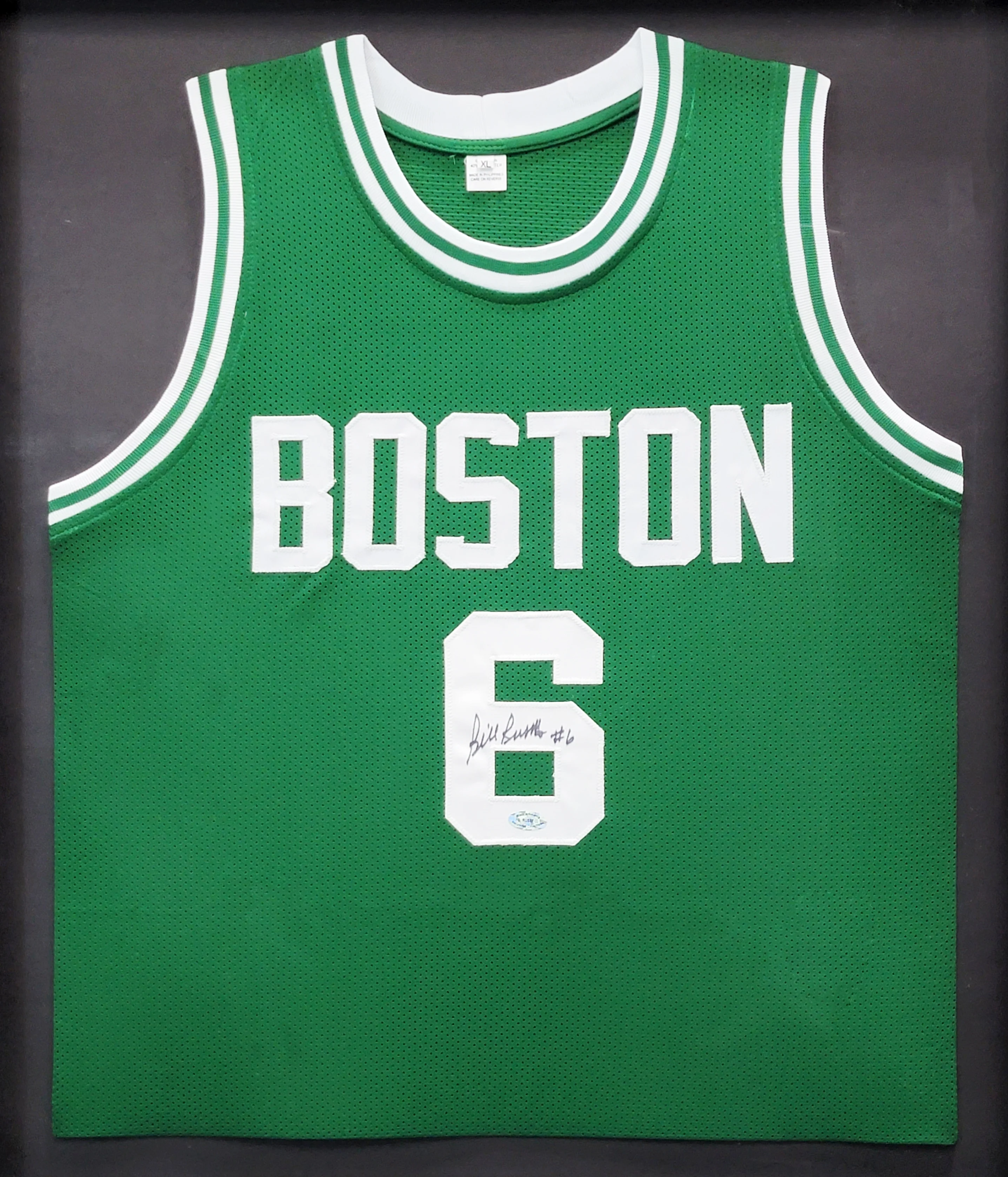 Boston Celtics Bill Russell Autographed Framed Green Jersey JSA Stock #206951 - Image 2