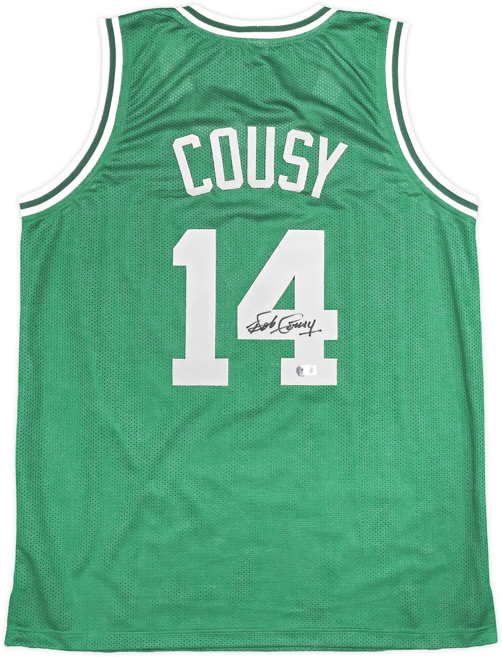 Boston Celtics Bob Cousy Autographed Green Jersey Beckett BAS Witness Stock #236642 - Image 2