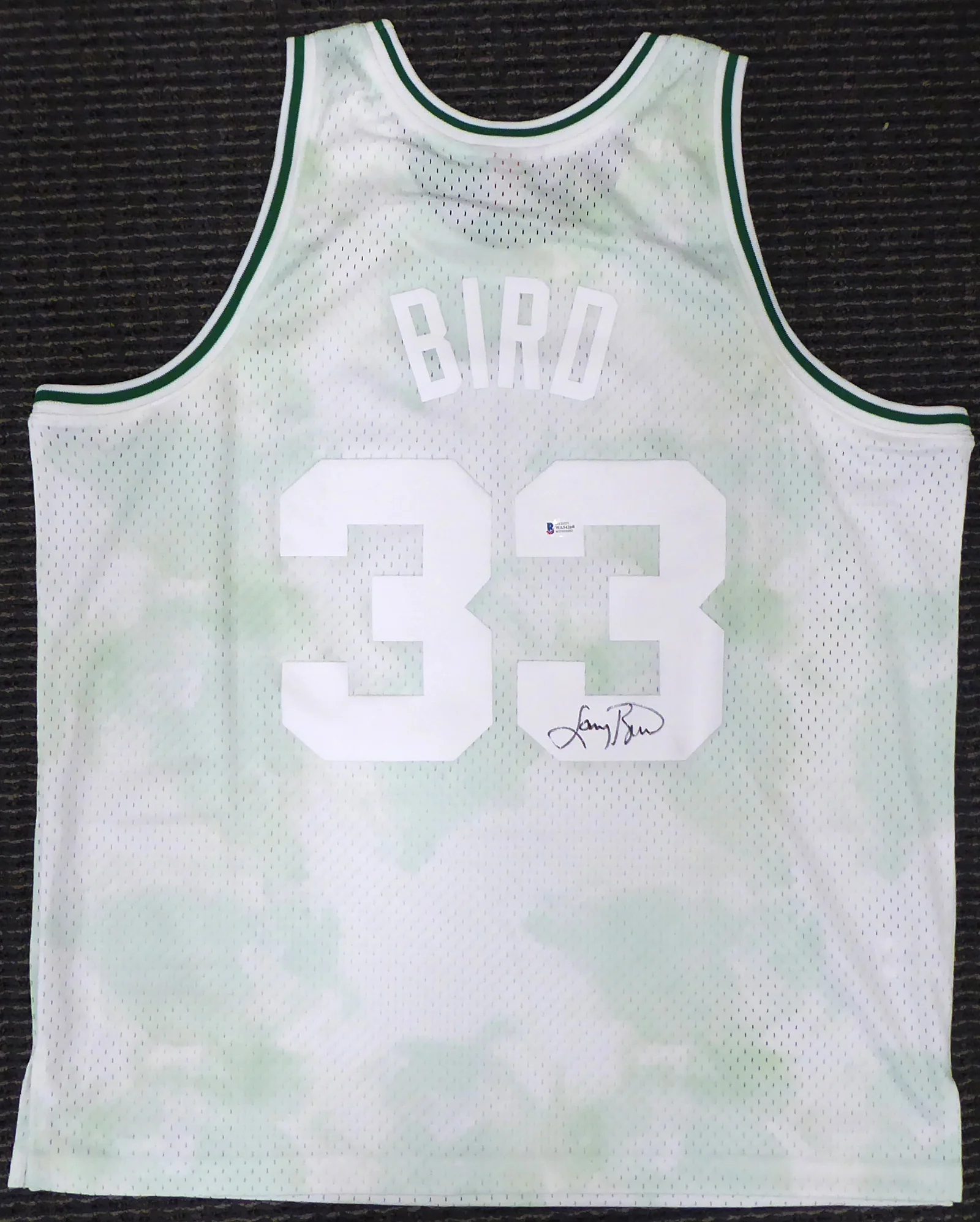 Boston Celtics Larry Bird Autographed Authentic Cloudy Skies Mitchell & Ness Jersey Beckett BAS #WA54260 - Image 2