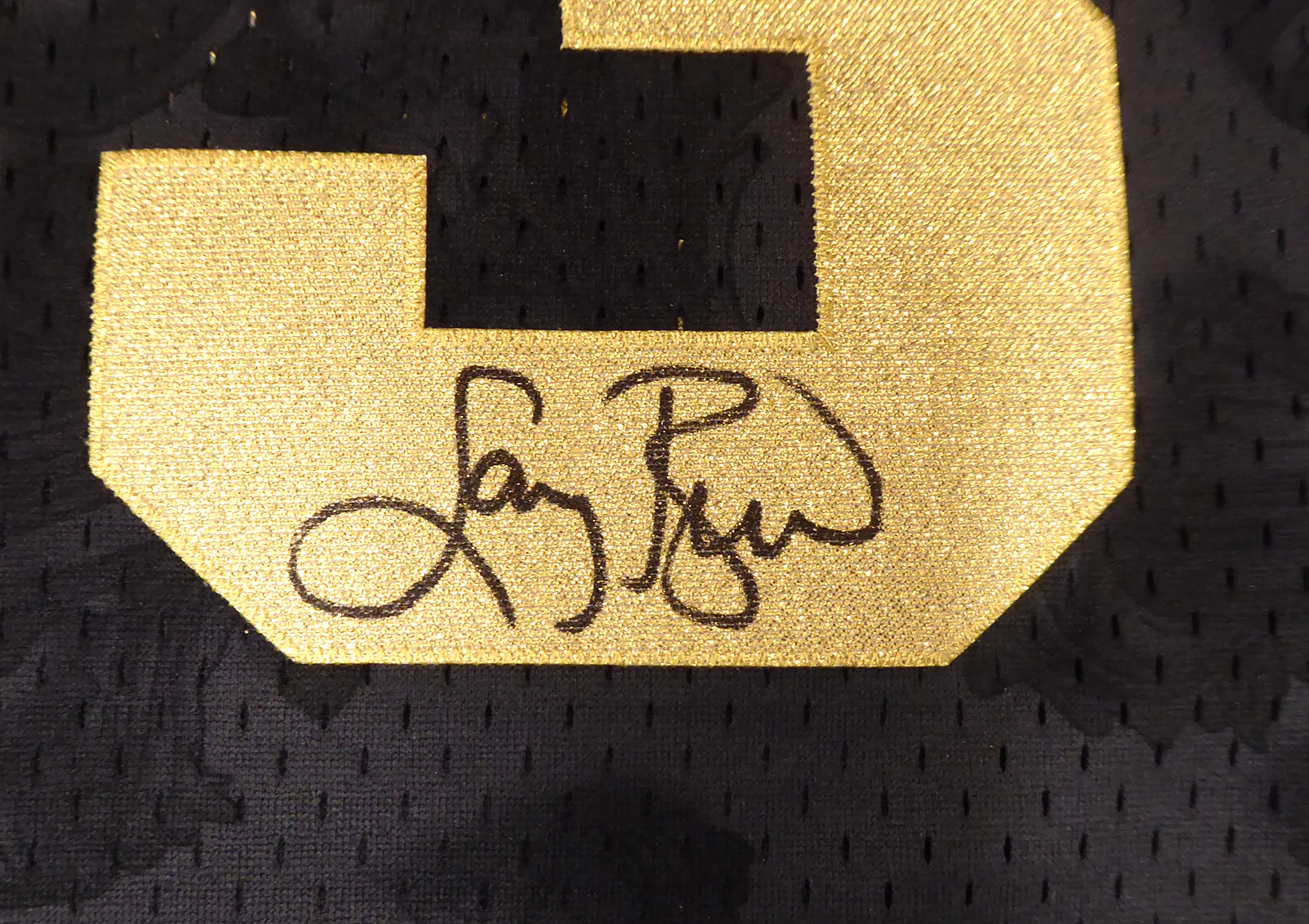 Boston Celtics Larry Bird Autographed Black Mitchell & Ness Gold Toile Swingman Jersey Size L Beckett BAS #Y92564 - Image 3
