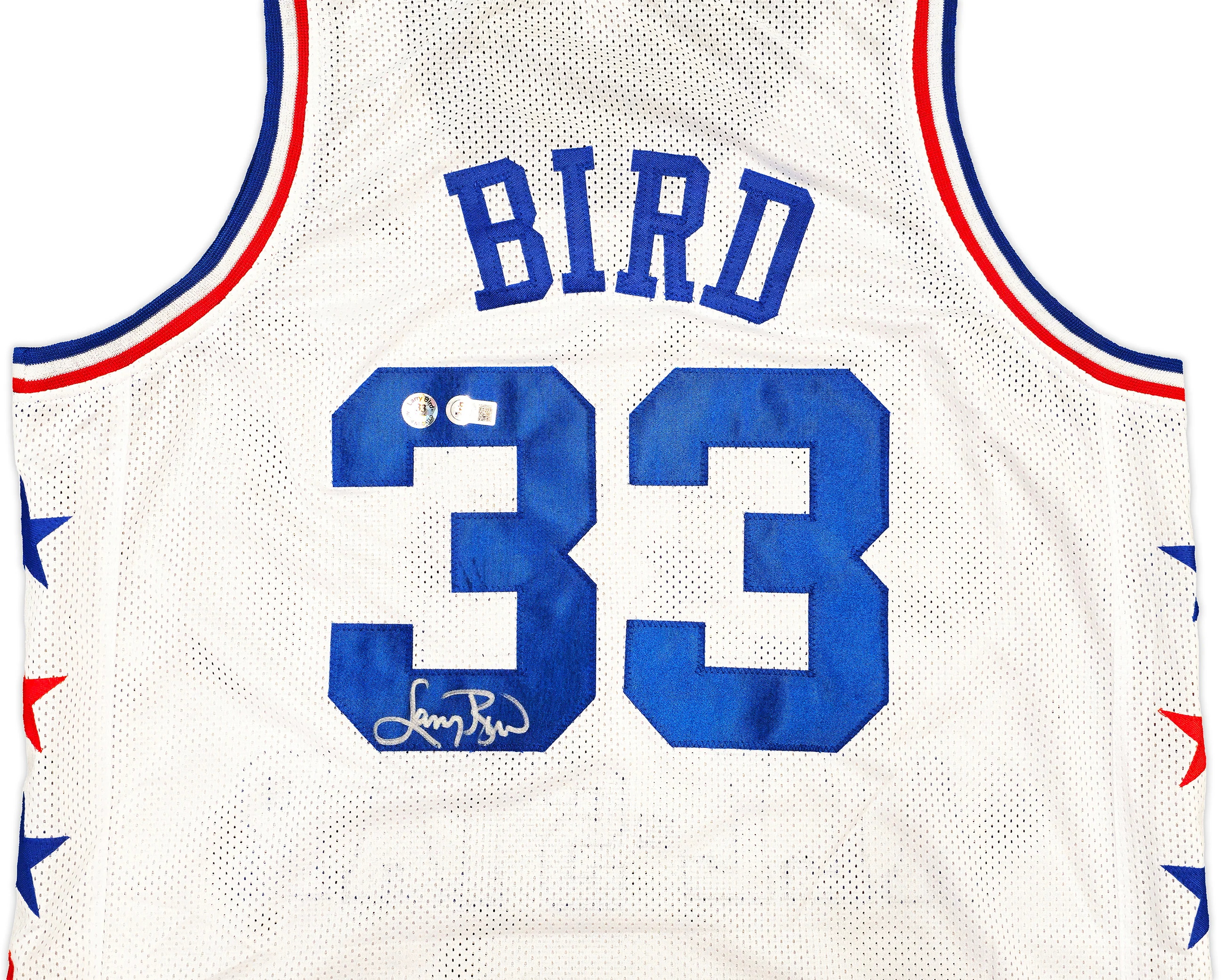 Boston Celtics Larry Bird Autographed White All Star Jersey Beckett BAS Witness Stock #233366 - Image 3