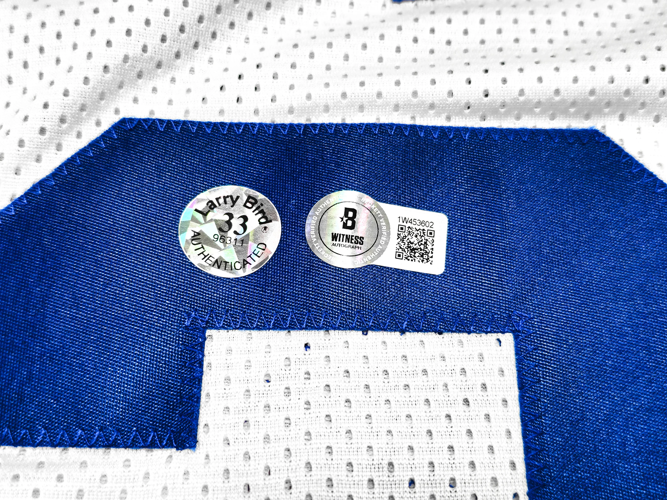 Boston Celtics Larry Bird Autographed White All Star Jersey Beckett BAS Witness Stock #233366 - Image 5