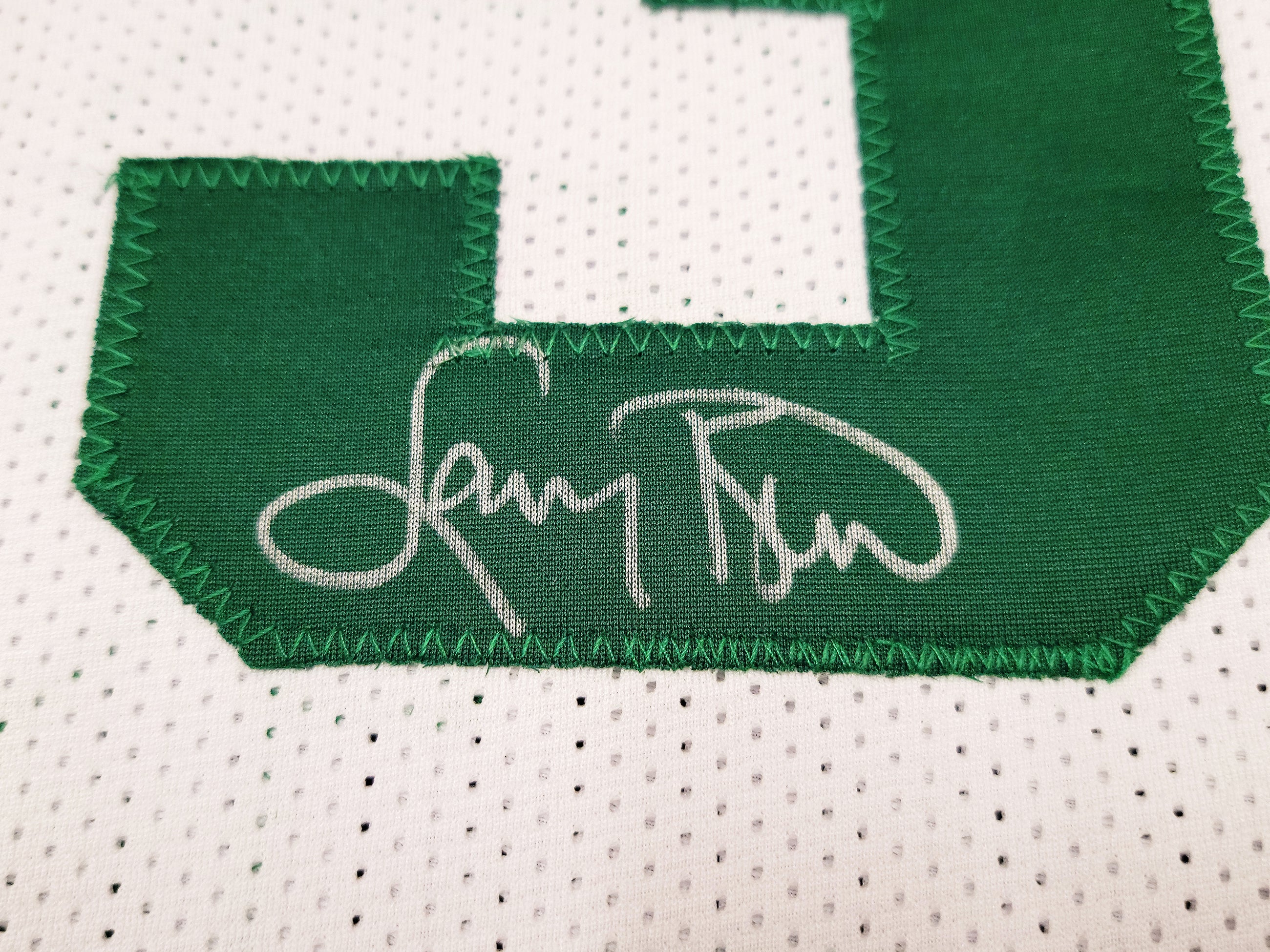 Boston Celtics Larry Bird Autographed White Jersey Beckett BAS Stock #203448 - Image 4