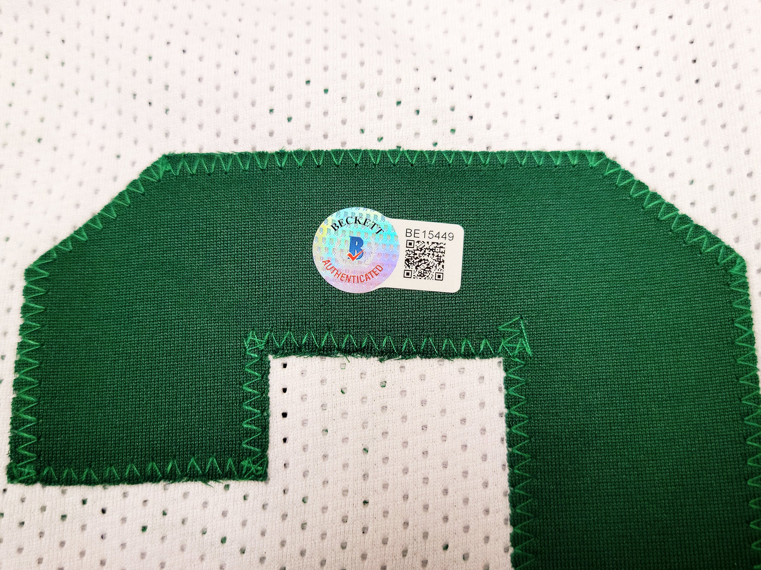 Boston Celtics Larry Bird Autographed White Jersey Beckett BAS Stock #203448 - Image 5