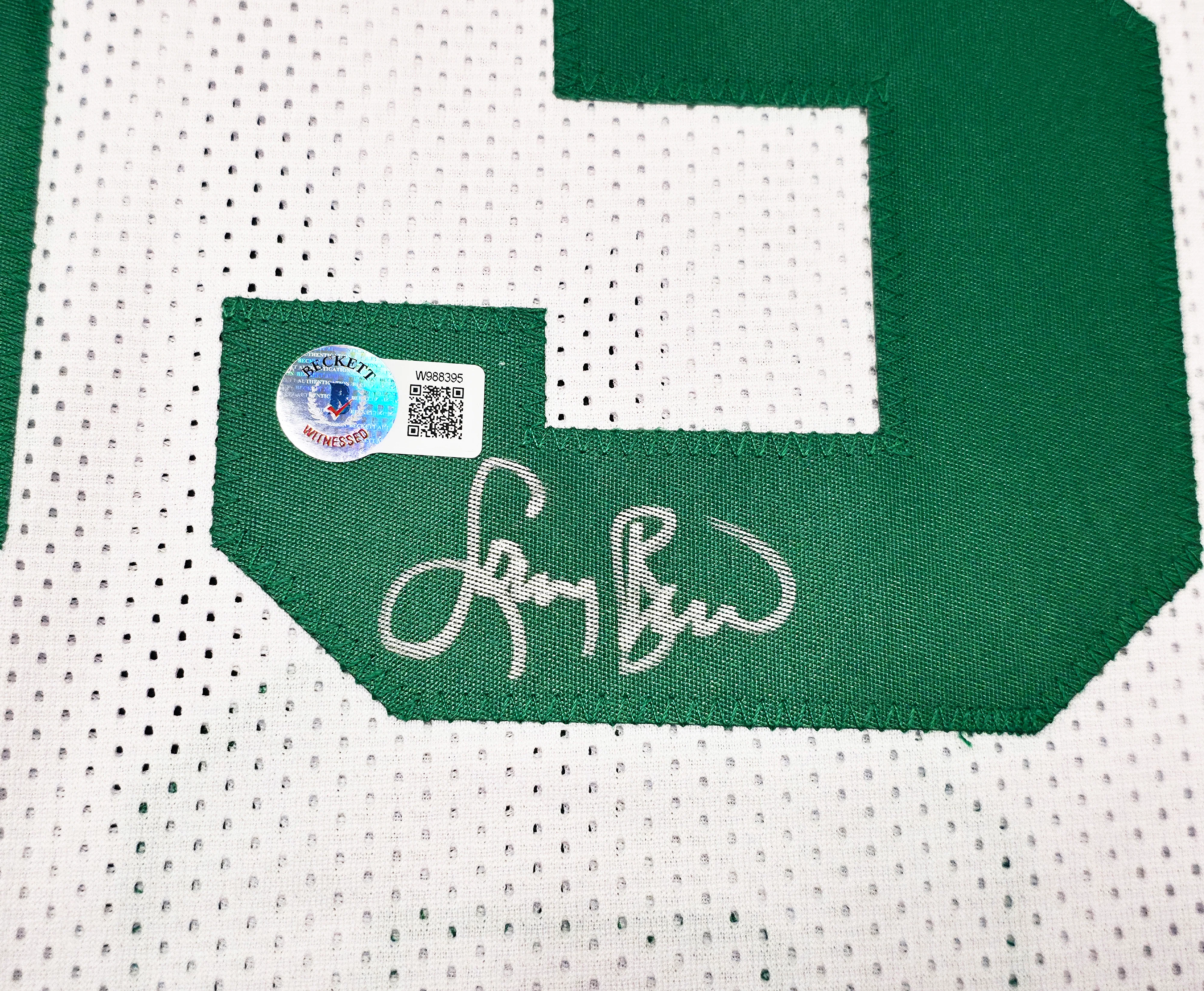 Boston Celtics Larry Bird Autographed White Jersey Beckett BAS Witness Stock #239864 - Image 4