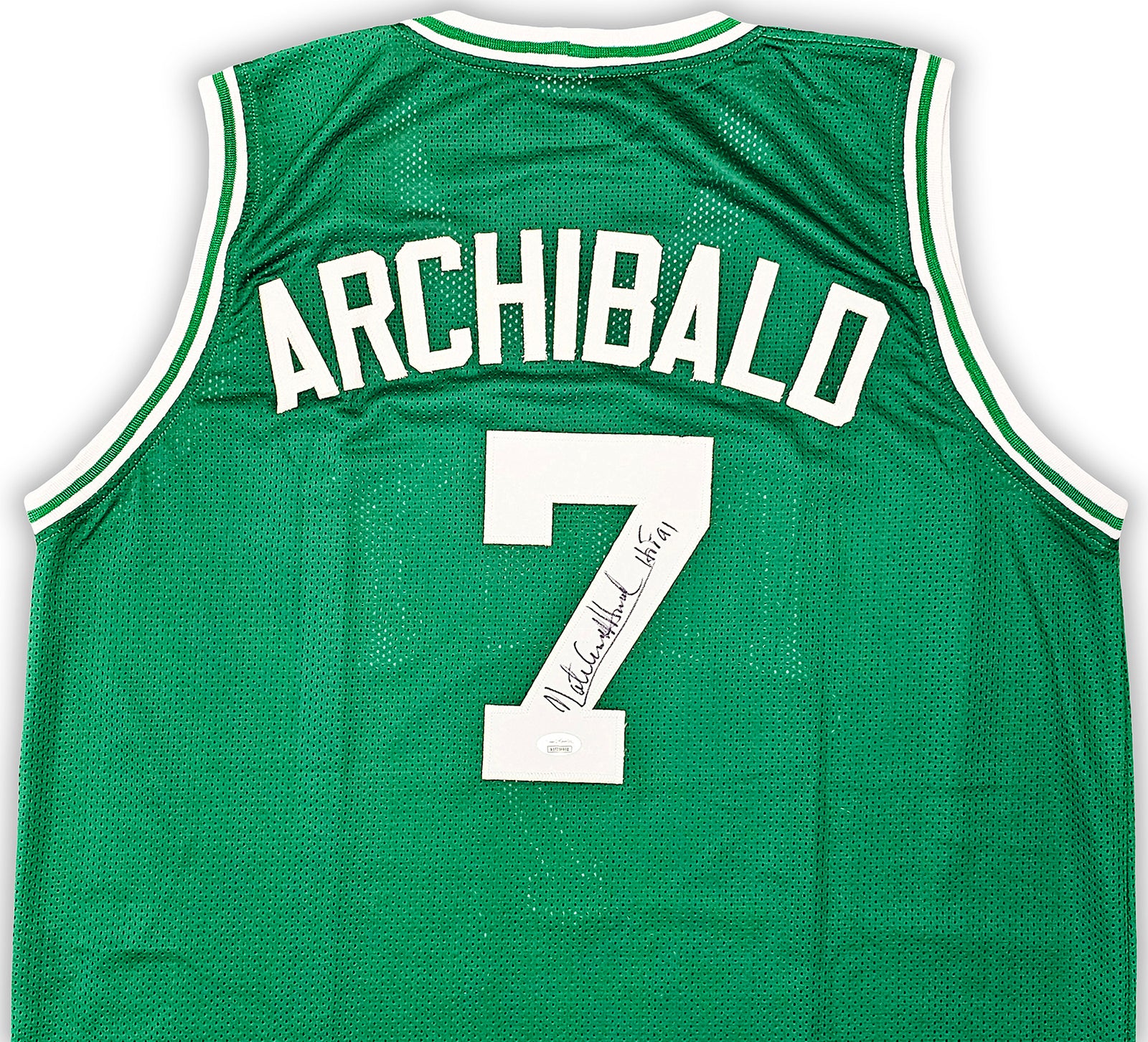 Boston Celtics Nate "Tiny" Archibald Autographed Green Jersey "HOF 91" JSA Stock #215715 - Image 3