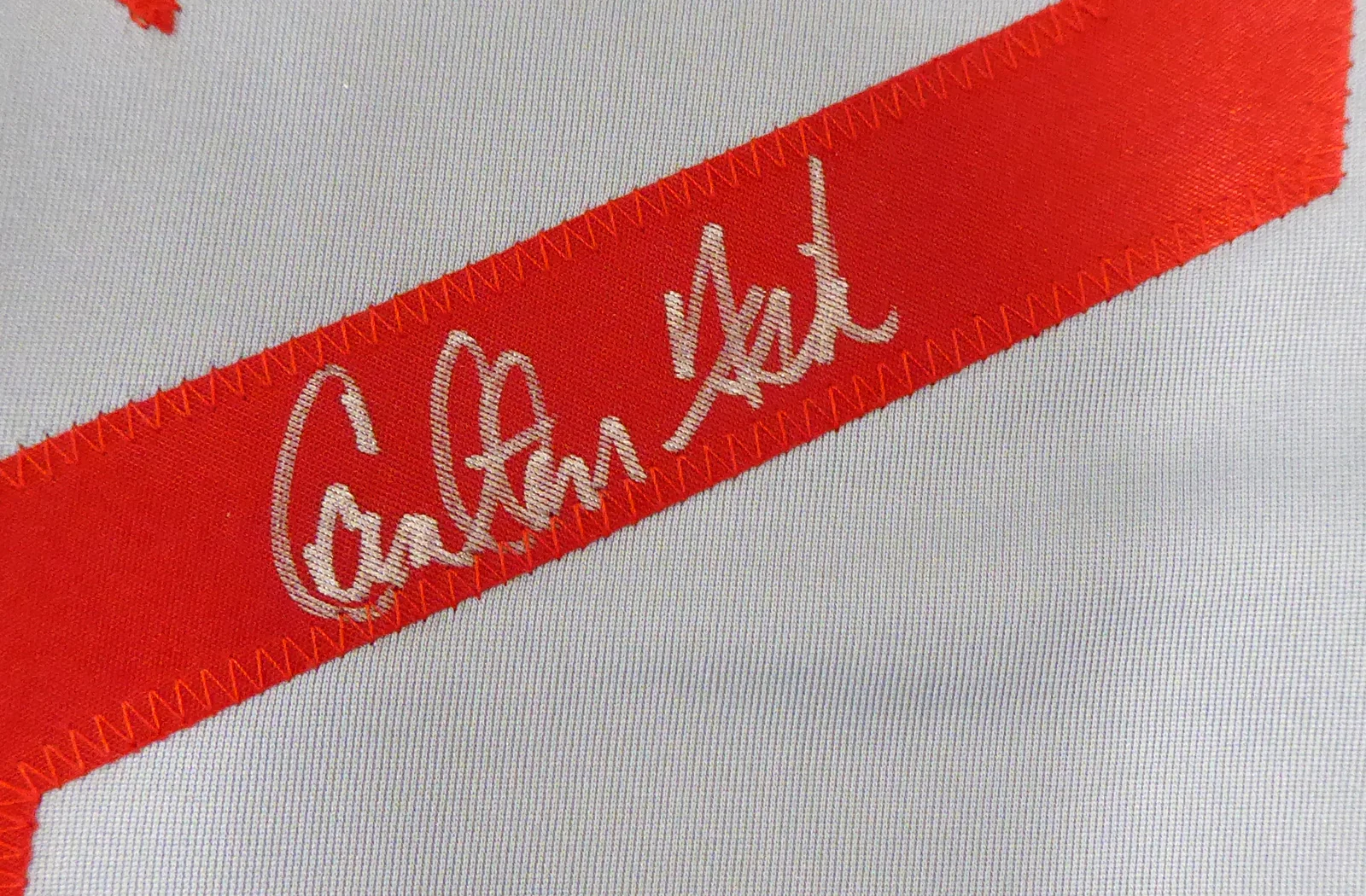 Boston Red Sox Carlton Fisk Autographed Framed Gray Jersey Beckett BAS Stock #177846 - Image 4