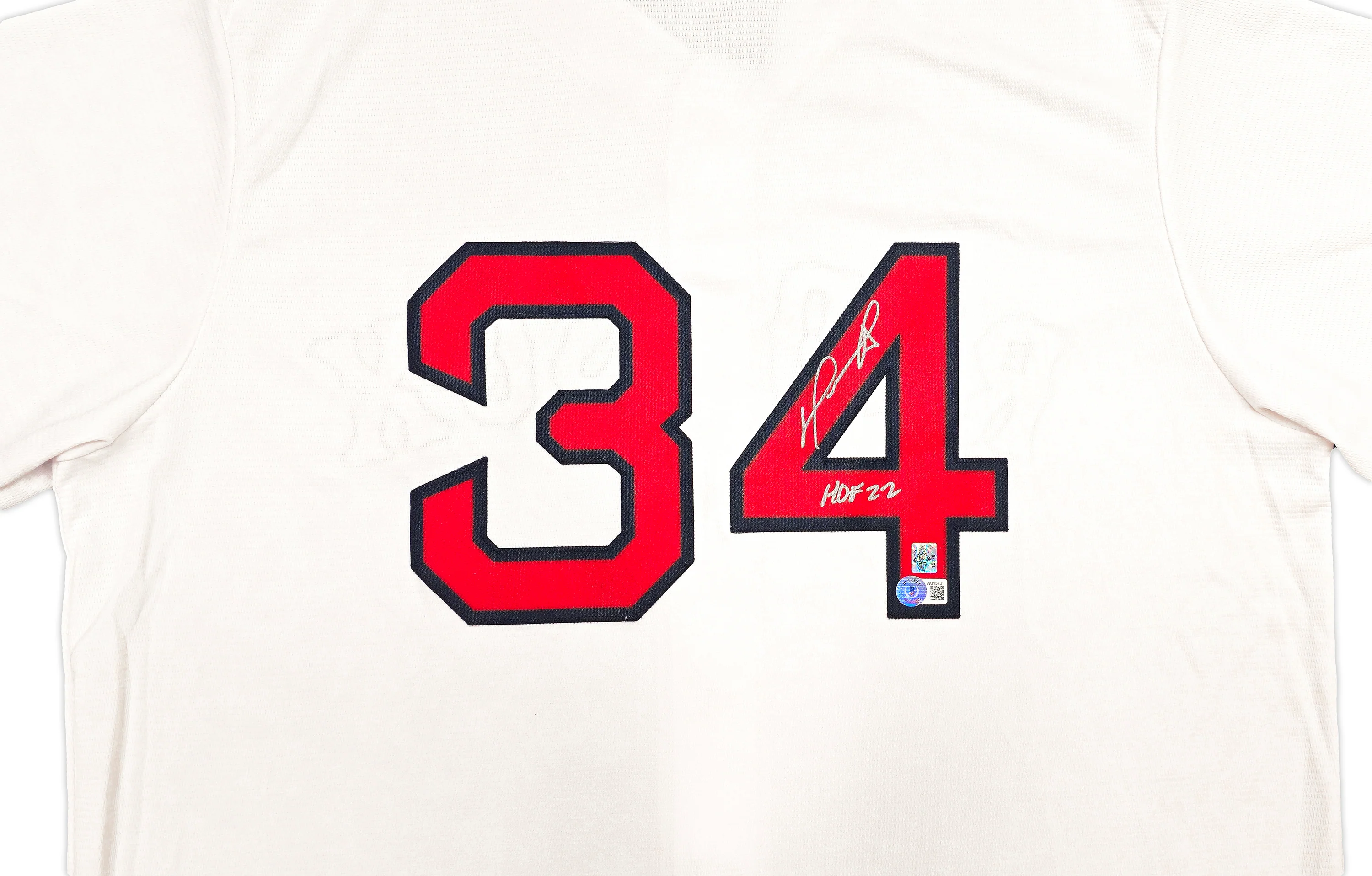 Boston Red Sox David Ortiz Autographed White Majestic Cool Base Jersey Size XL "HOF 22" Beckett BAS Witness Stock #236703 - Image 2