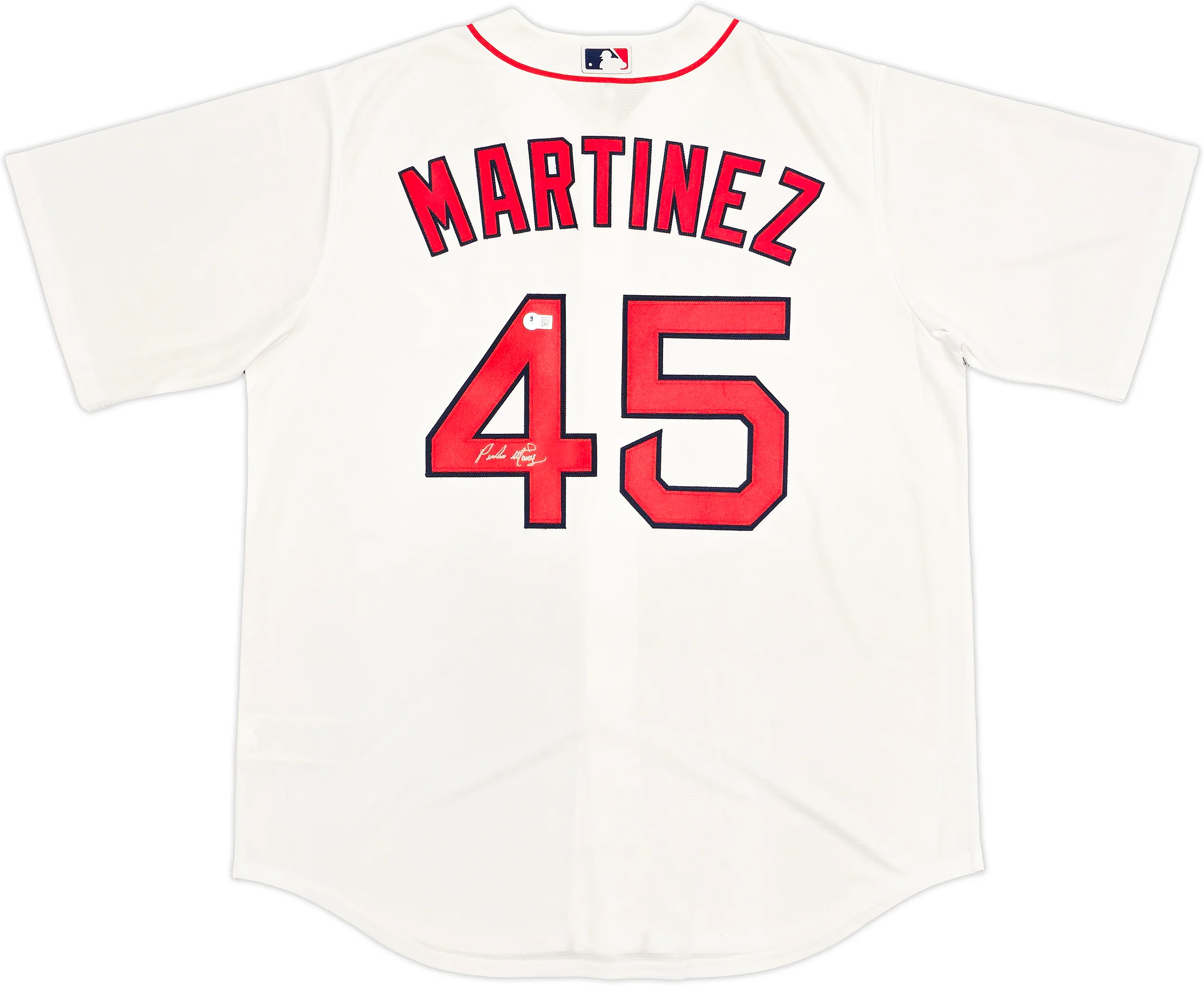 Boston Red Sox Pedro Martinez Autographed White Nike Jersey Size XL Beckett BAS Witness Stock #236167 - Image 2