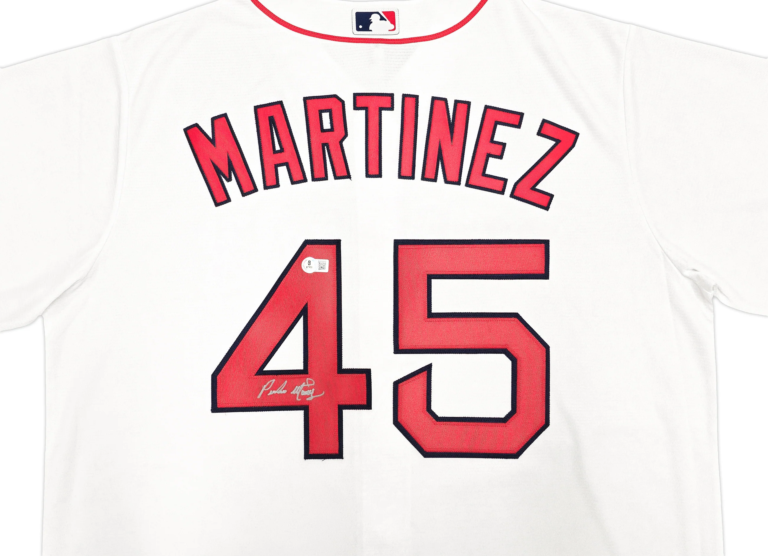 Boston Red Sox Pedro Martinez Autographed White Nike Jersey Size XL Beckett BAS Witness Stock #236167 - Image 3