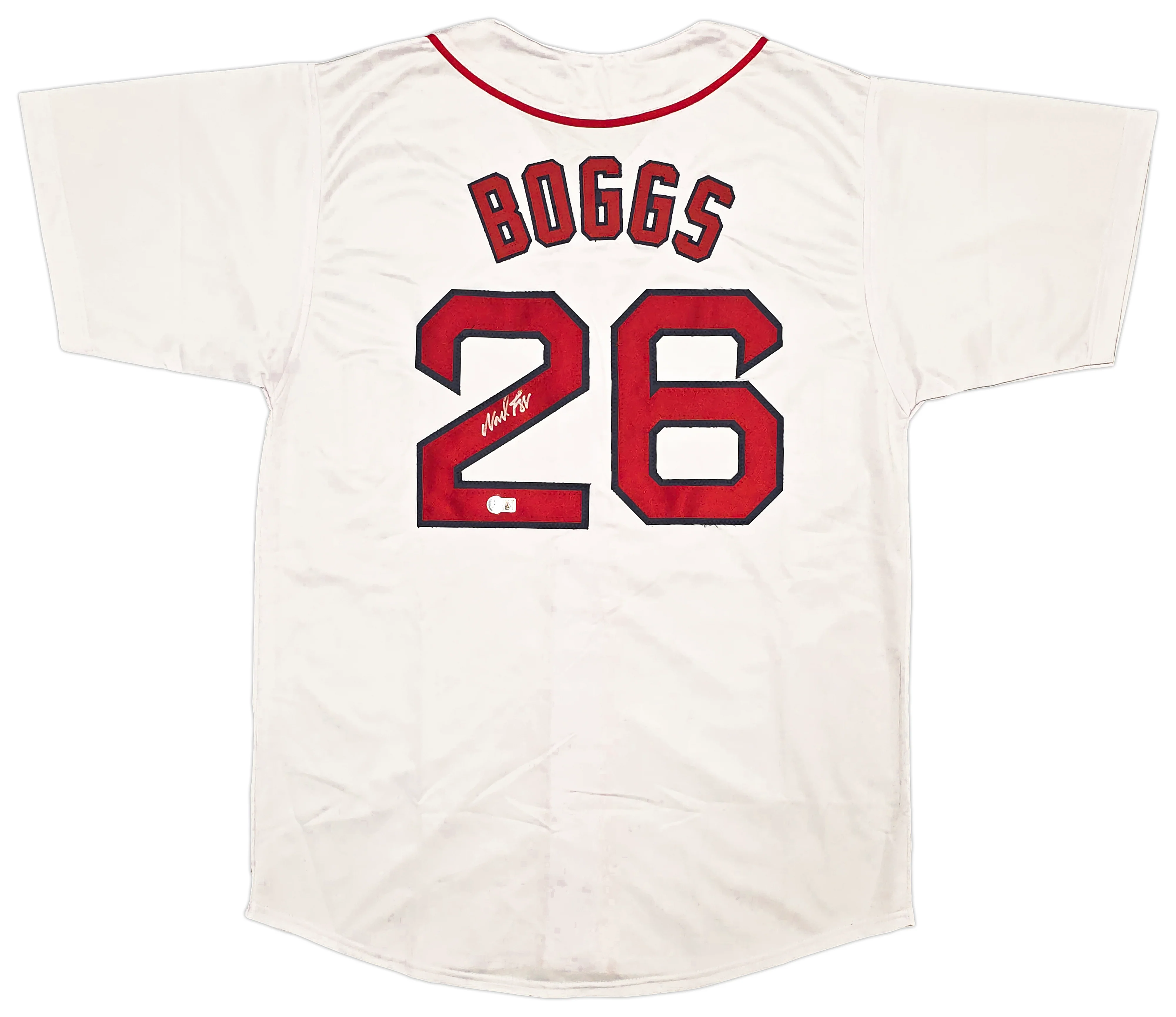 Boston Red Sox Wade Boggs Autographed White Jersey Beckett BAS Witness Stock #257836